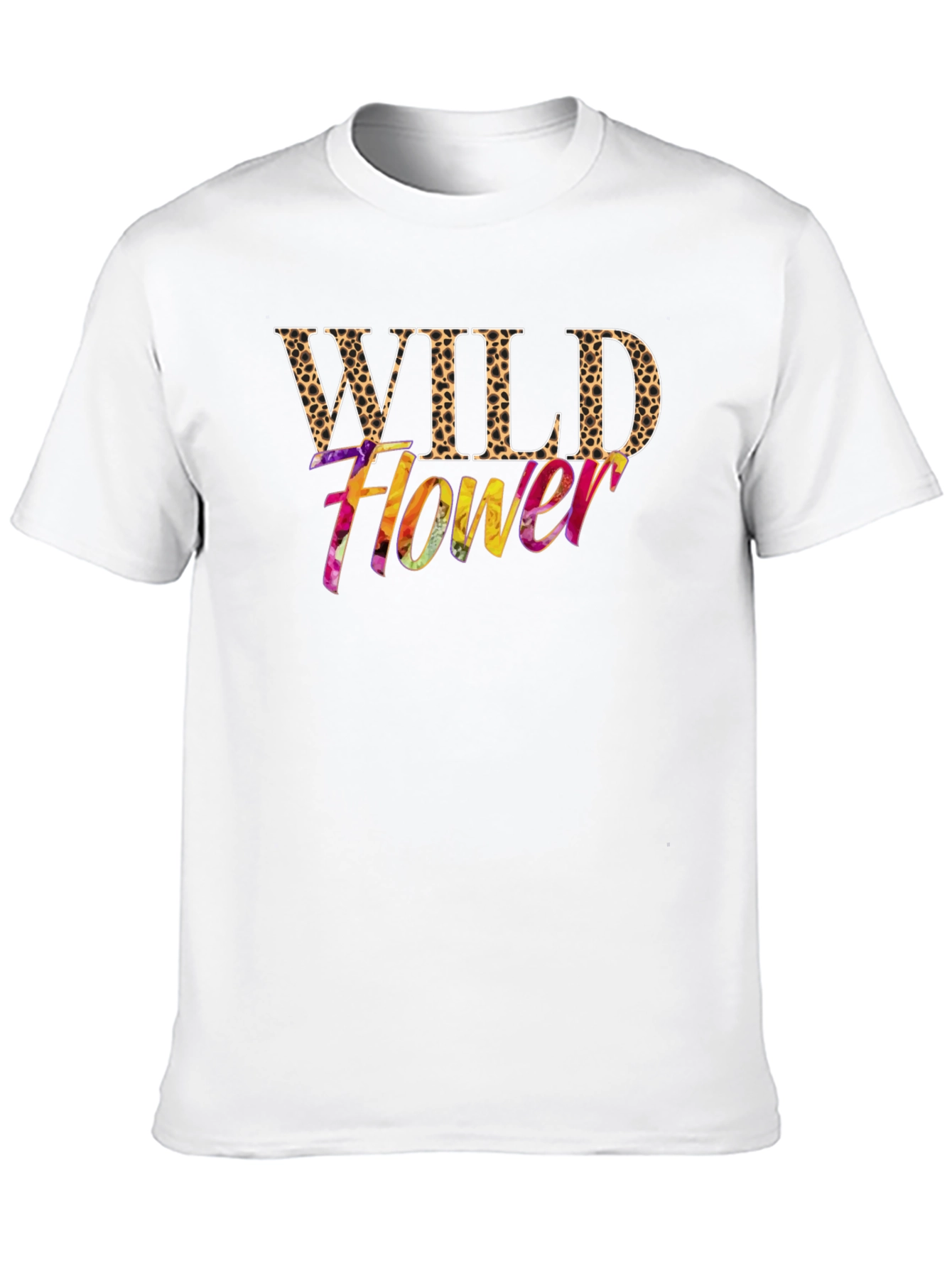 Wild Flower Leopard Print Graphic Tee - Black