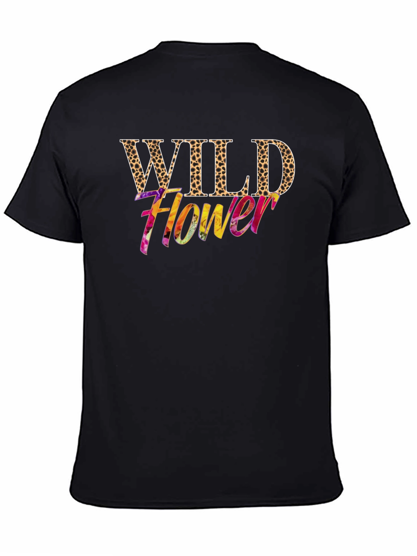Wild Flower Leopard Print Graphic Tee - Black