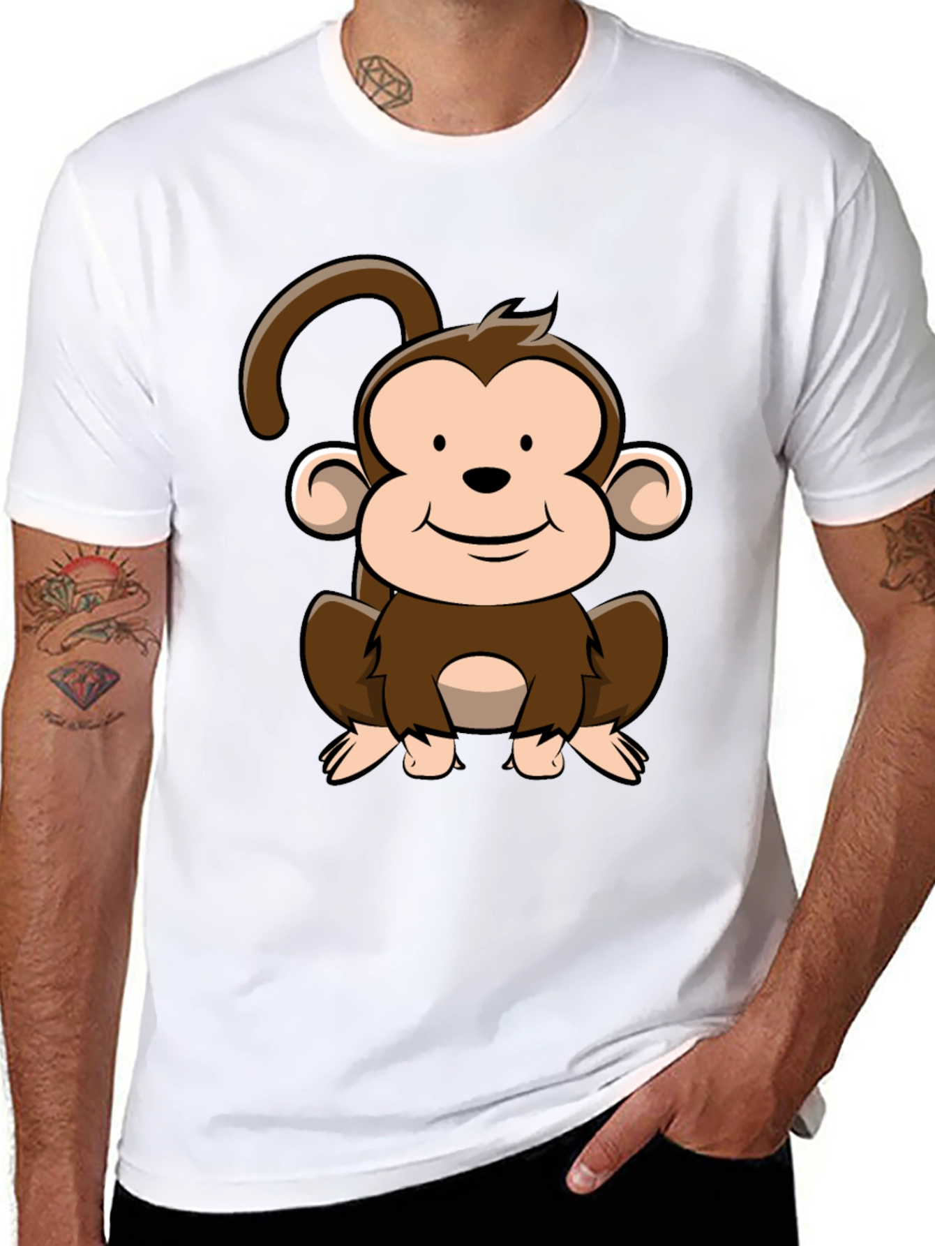 Cute Cartoon Monkey Graphic T-Shirt