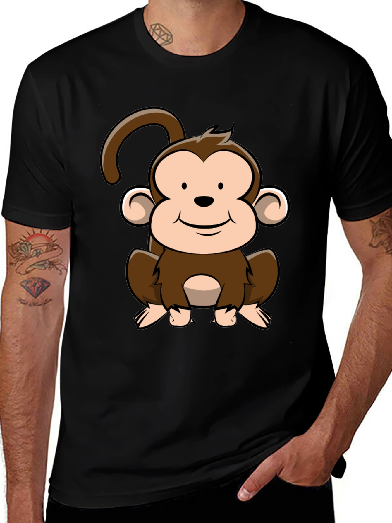 Cute Cartoon Monkey Graphic T-Shirt