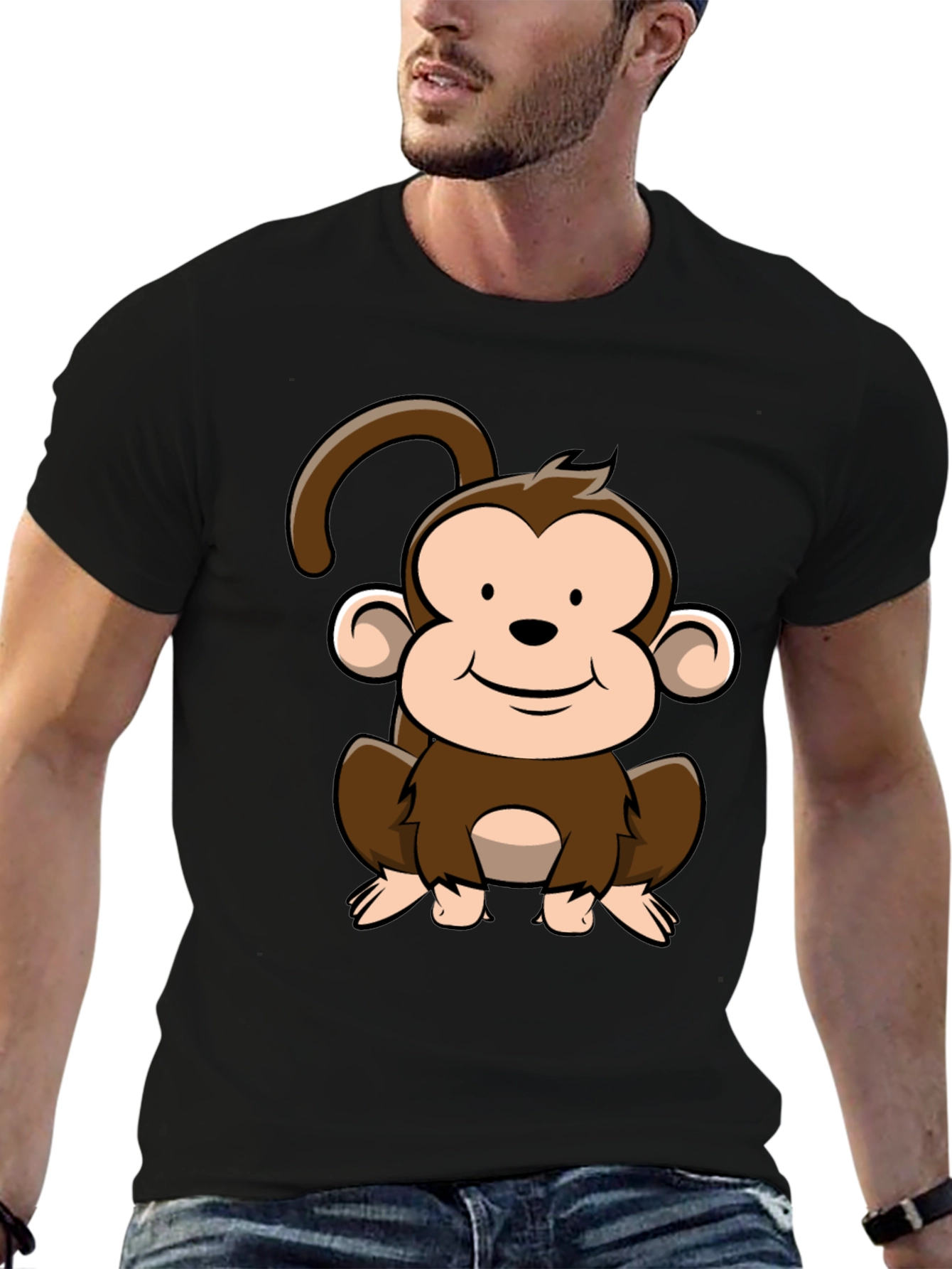 Cute Cartoon Monkey Graphic T-Shirt