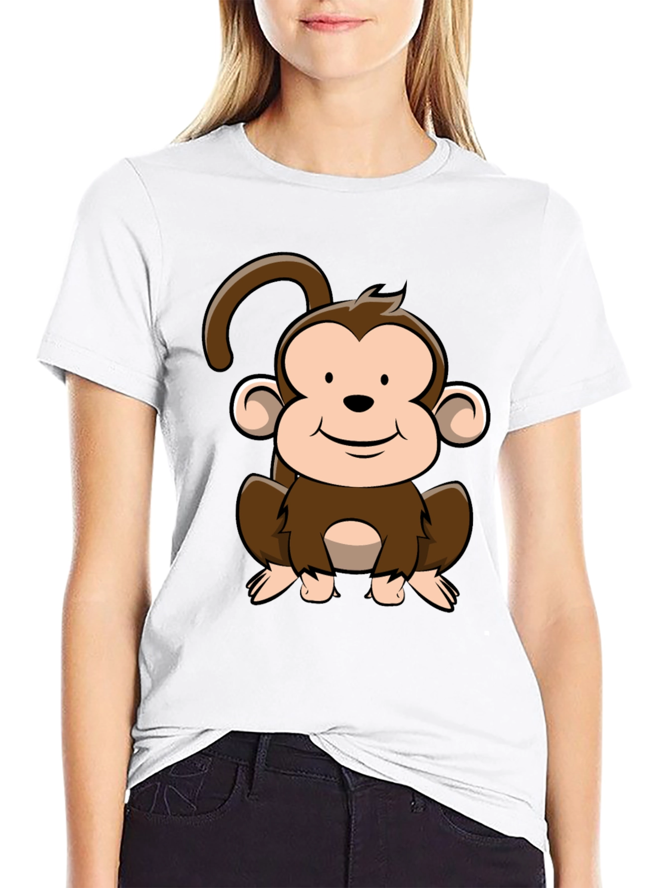 Cute Cartoon Monkey Graphic T-Shirt