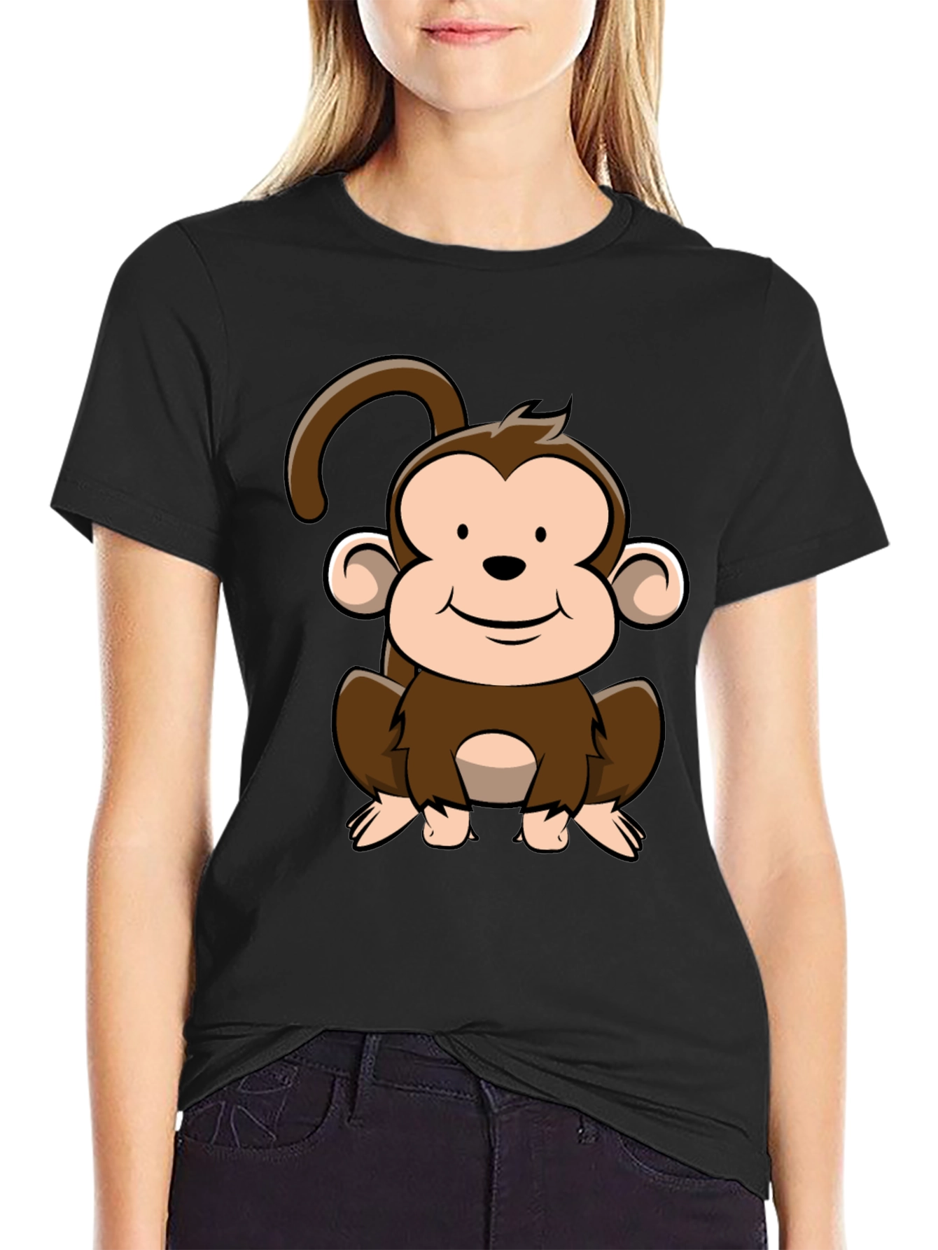 Cute Cartoon Monkey Graphic T-Shirt