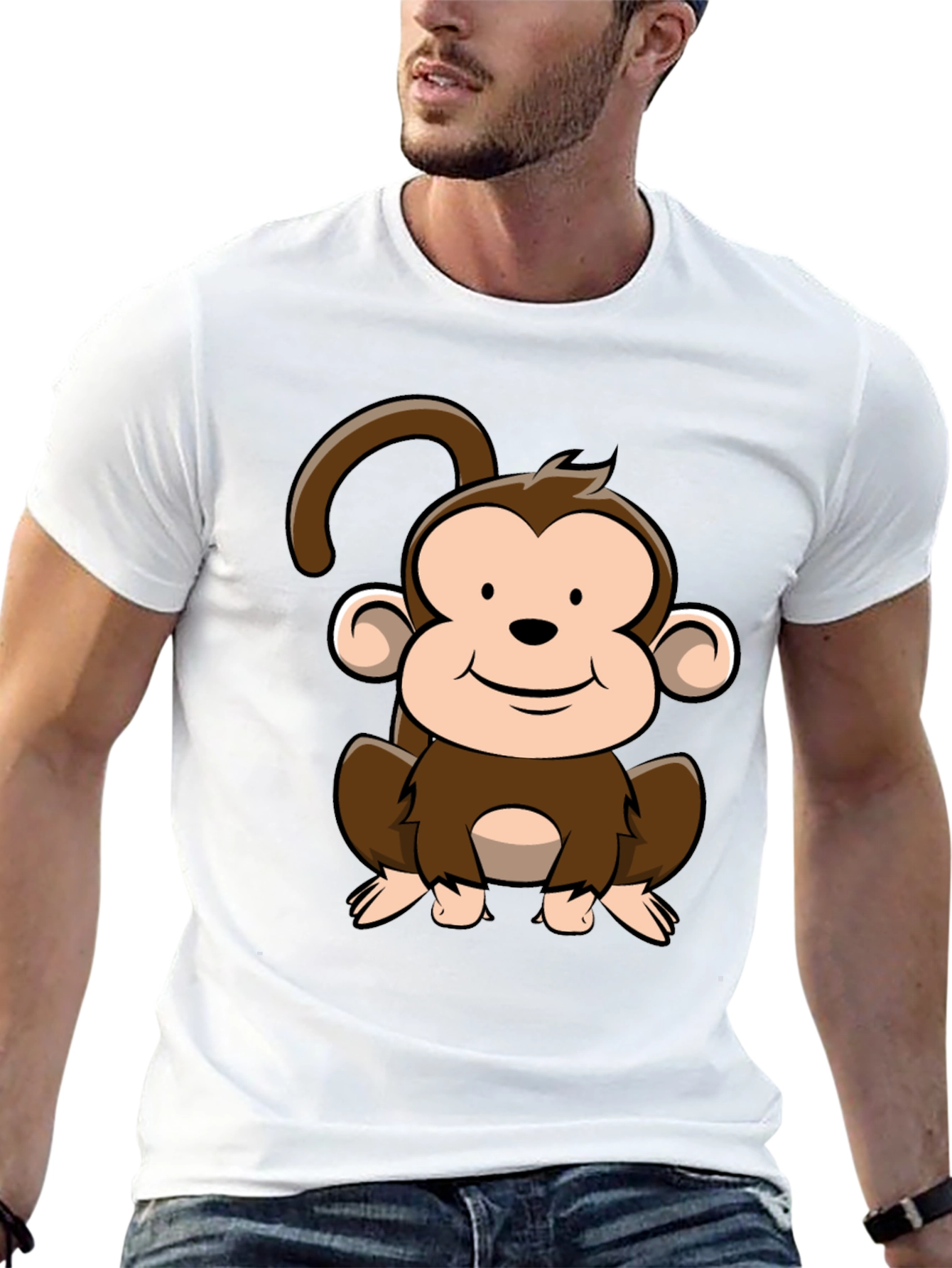 Cute Cartoon Monkey Graphic T-Shirt