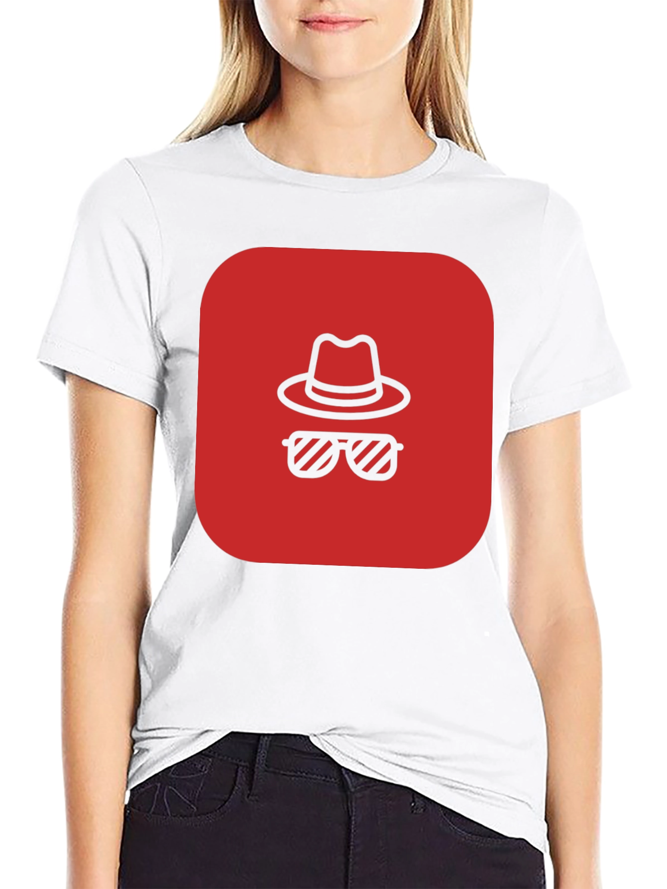 Red Spy Icon Black T-Shirt