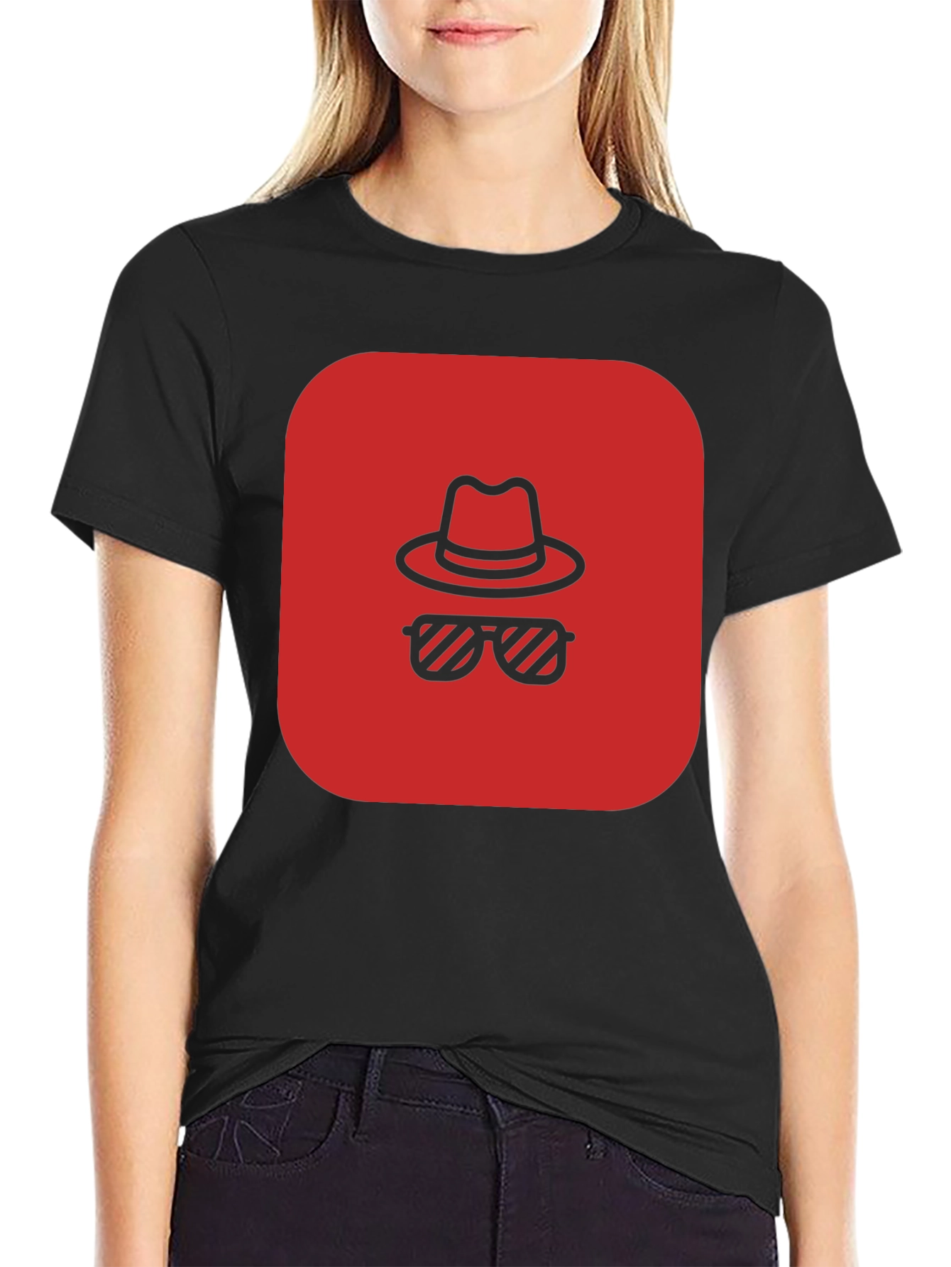 Red Spy Icon Black T-Shirt