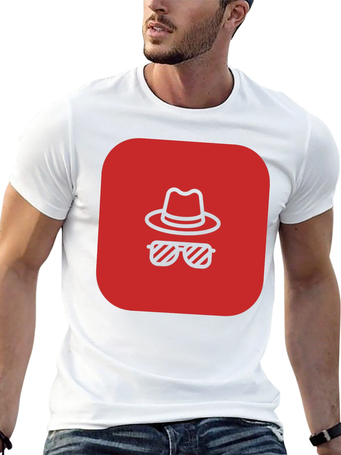 Red Spy Icon Black T-Shirt