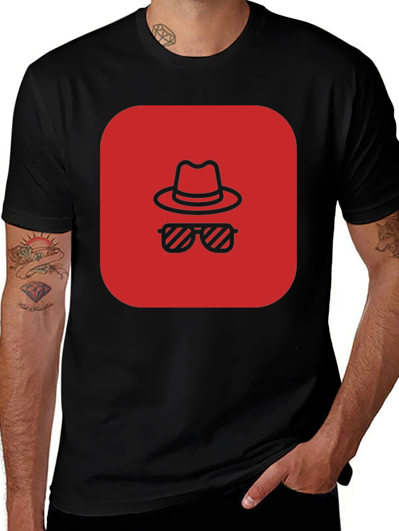 Red Spy Icon Black T-Shirt