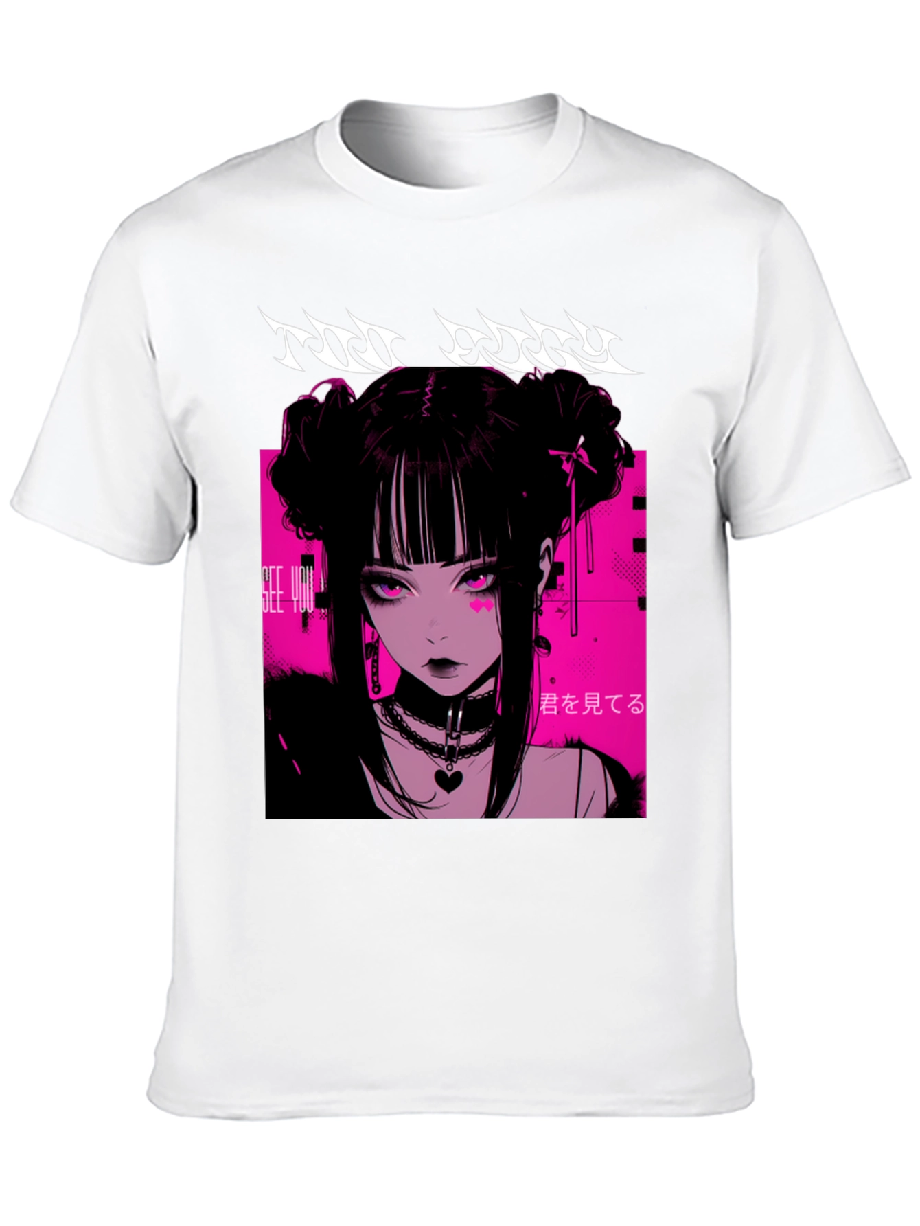 Anime Girl Graphic Tee - Black