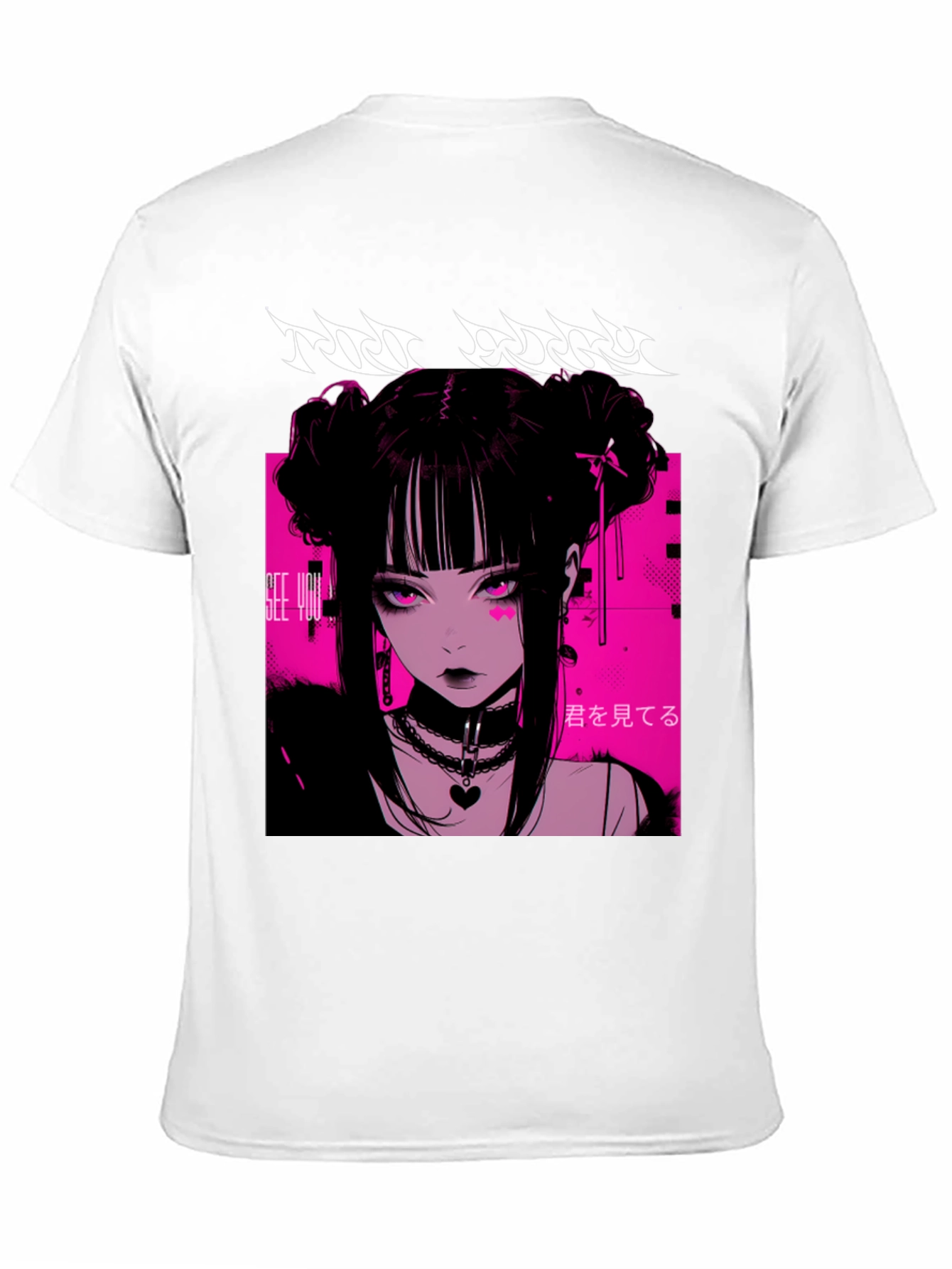 Anime Girl Graphic Tee - Black