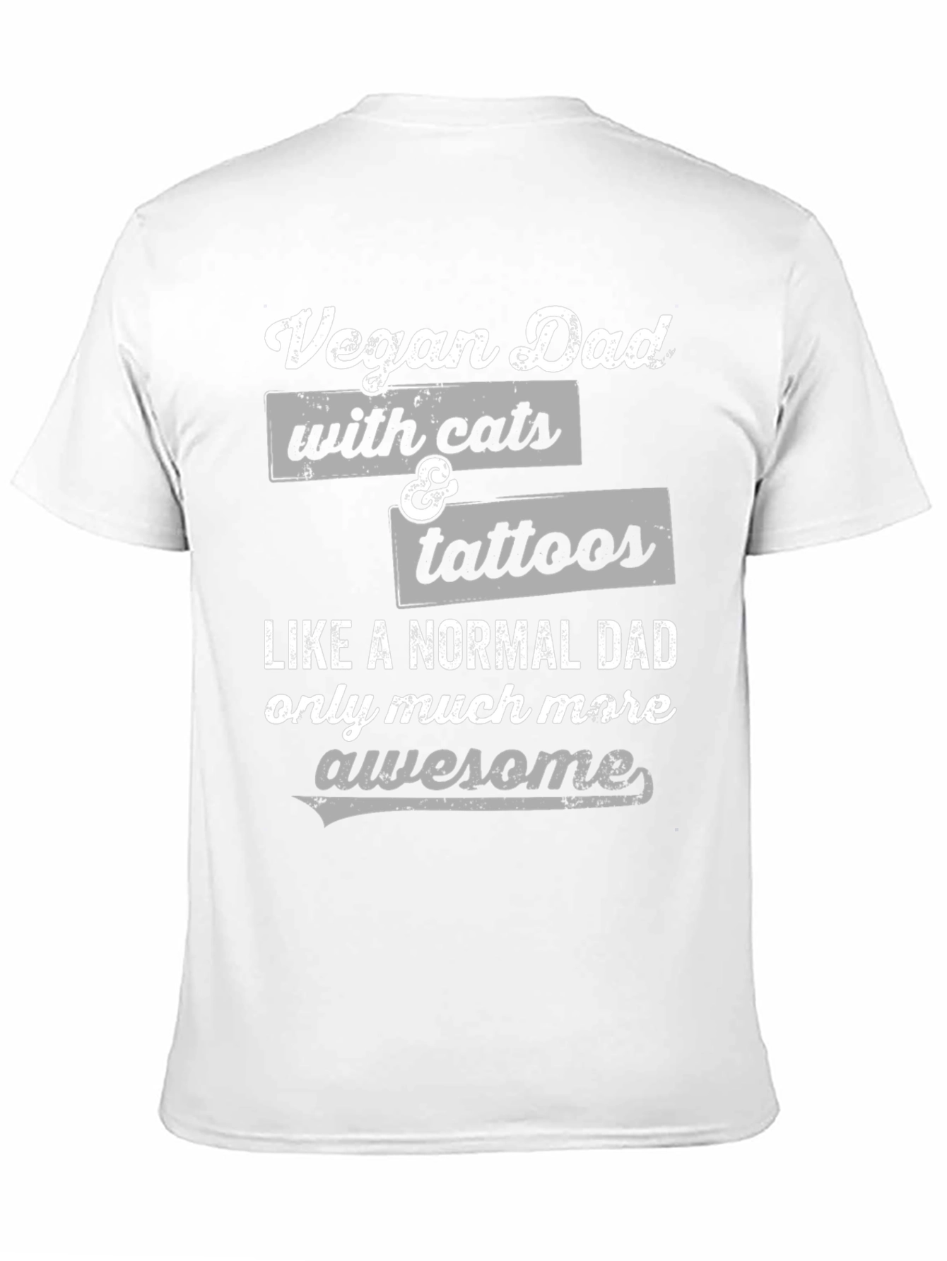 Vegan Dad with Cats & Tattoos Funny Graphic T-Shirt