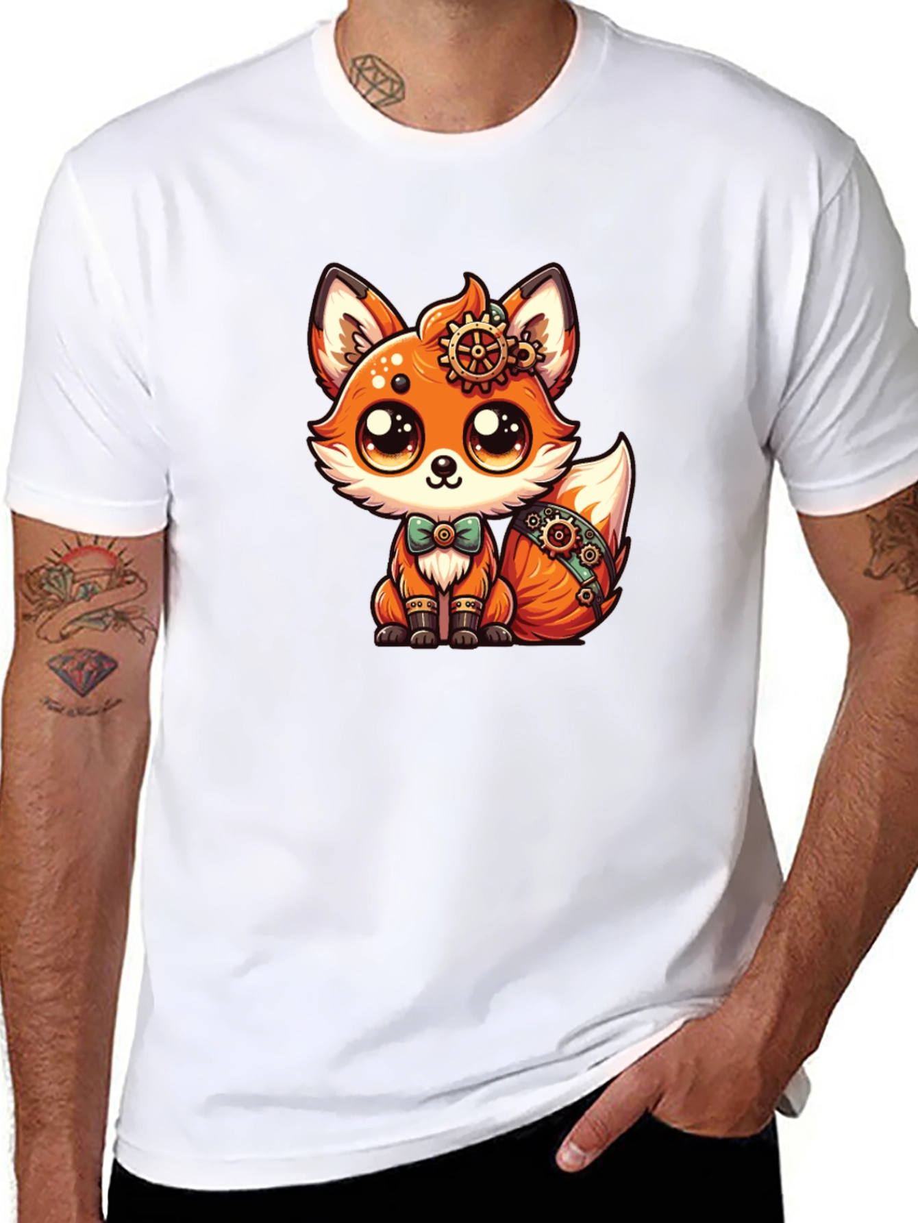Steampunk Fox T-Shirt: Cute Cartoon Graphic Tee