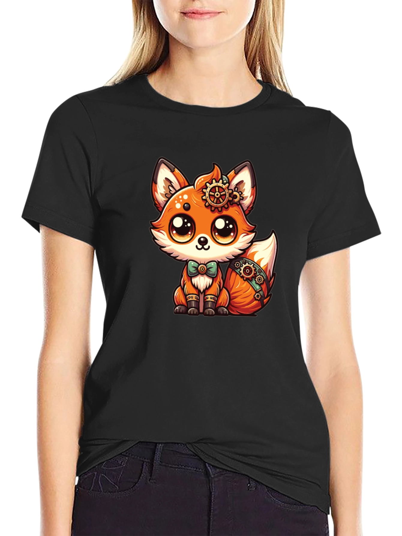Steampunk Fox T-Shirt: Cute Cartoon Graphic Tee