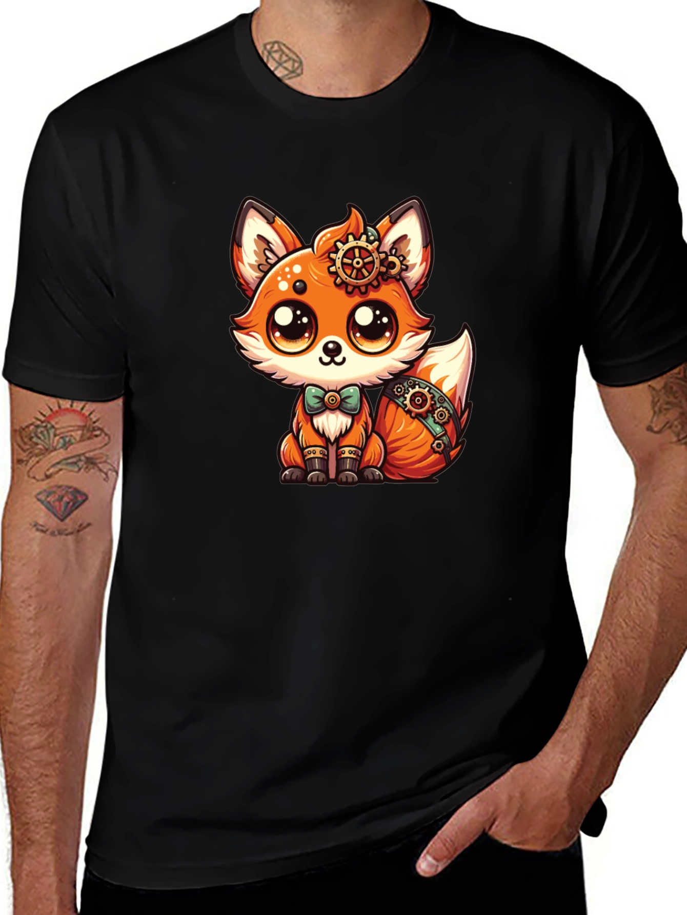 Steampunk Fox T-Shirt: Cute Cartoon Graphic Tee