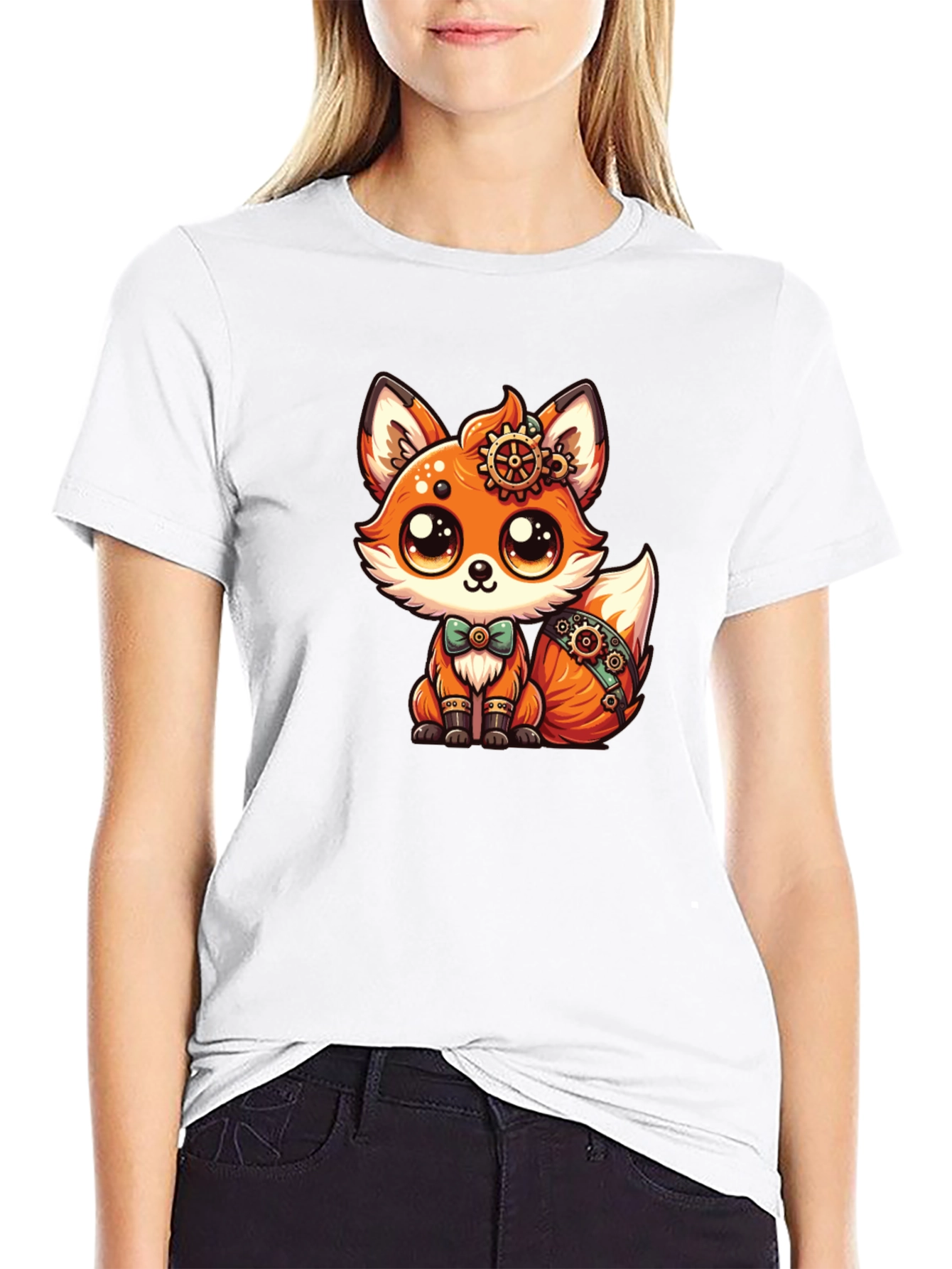 Steampunk Fox T-Shirt: Cute Cartoon Graphic Tee