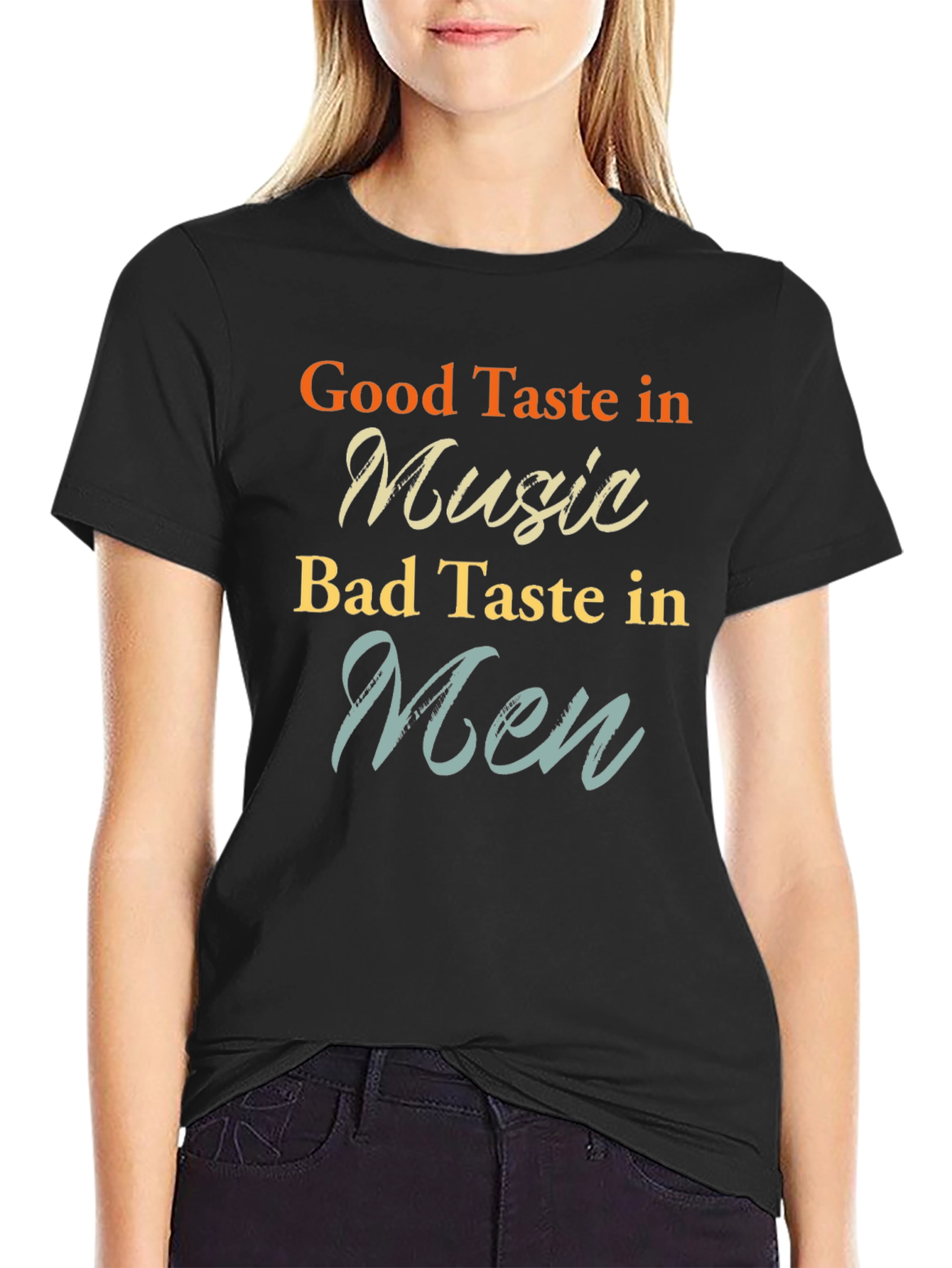 Humorous Graphic Tee - Good Music Bad Men