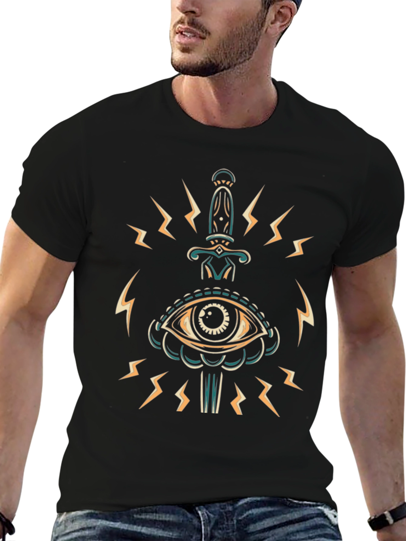 Eye & Dagger Graphic Tee - Stylish Black Shirt