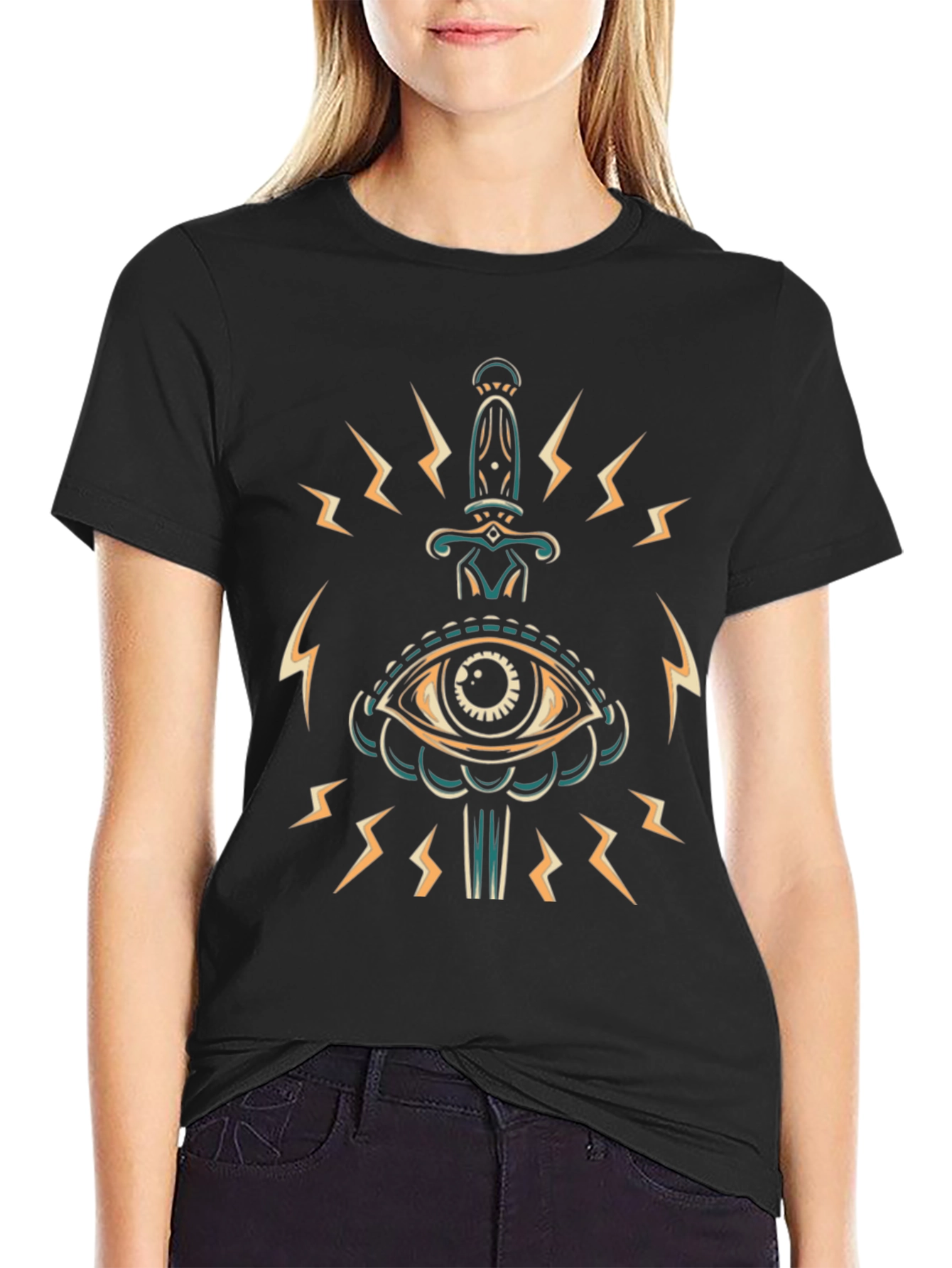 Eye & Dagger Graphic Tee - Stylish Black Shirt