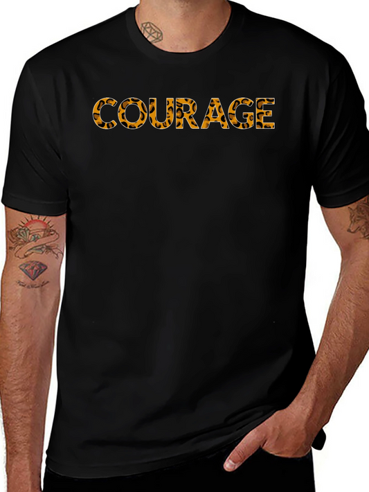 Courage Graphic Tee - Leopard Print Text Black T-Shirt