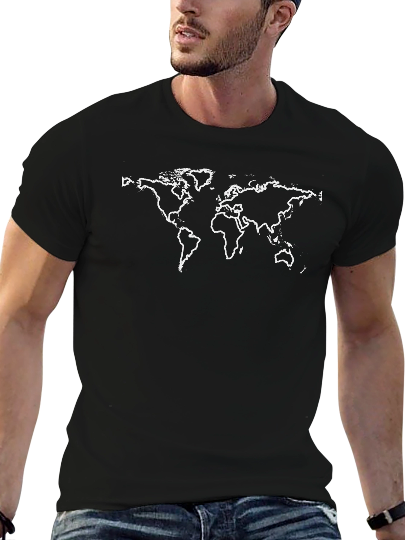 World Map Graphic T-Shirt - Black