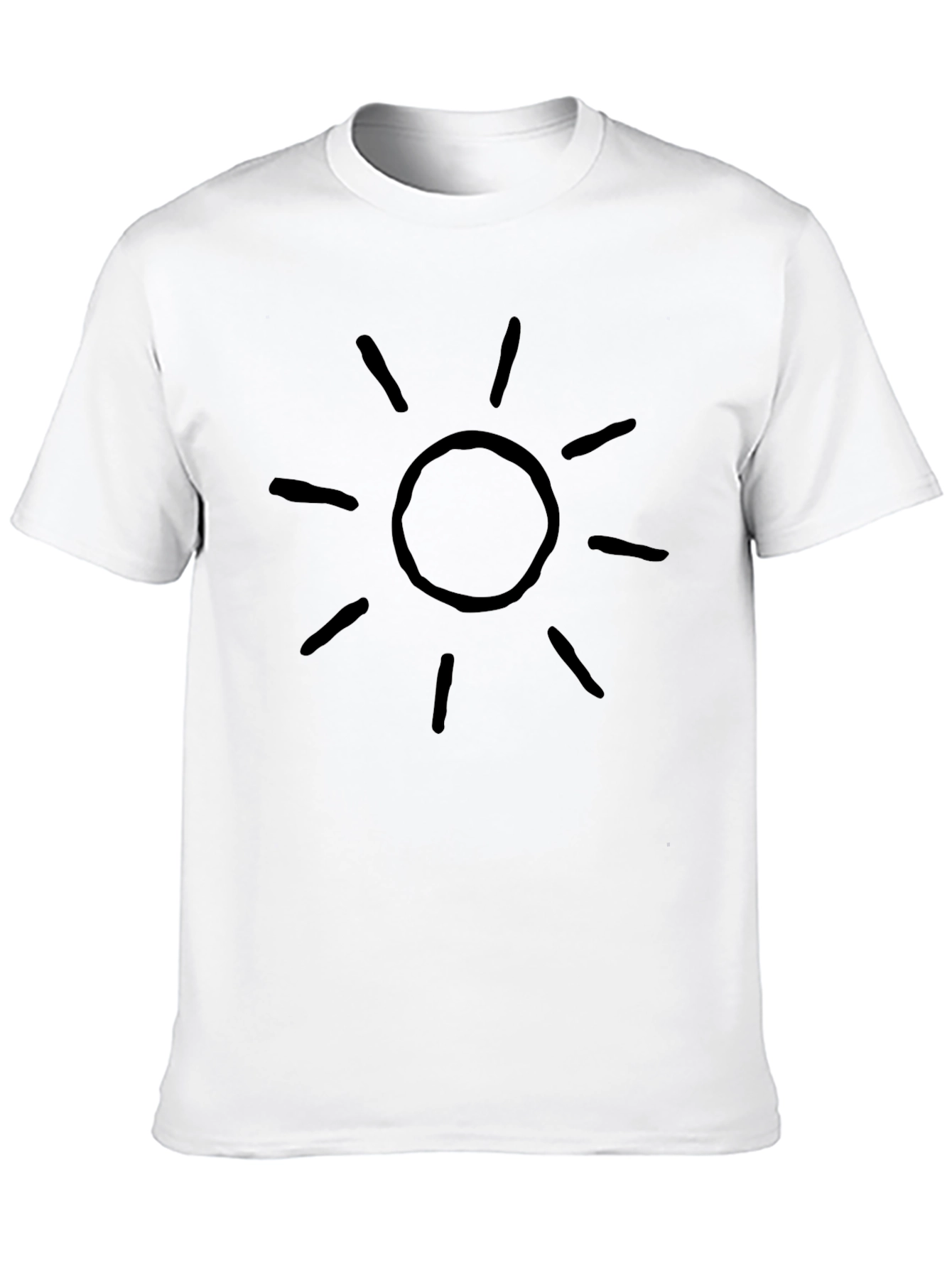 Mens Black Sun Graphic Tee - Casual Cotton T-Shirt