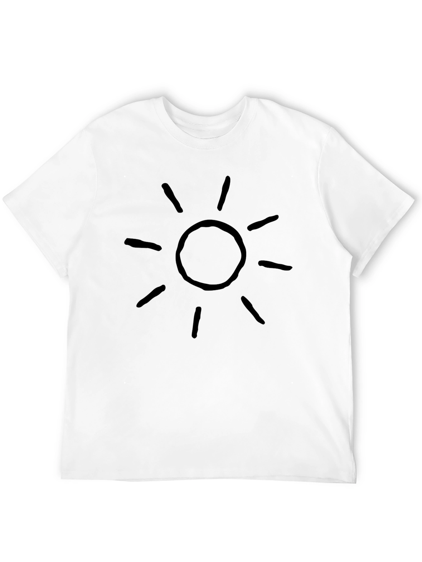 Mens Black Sun Graphic Tee - Casual Cotton T-Shirt