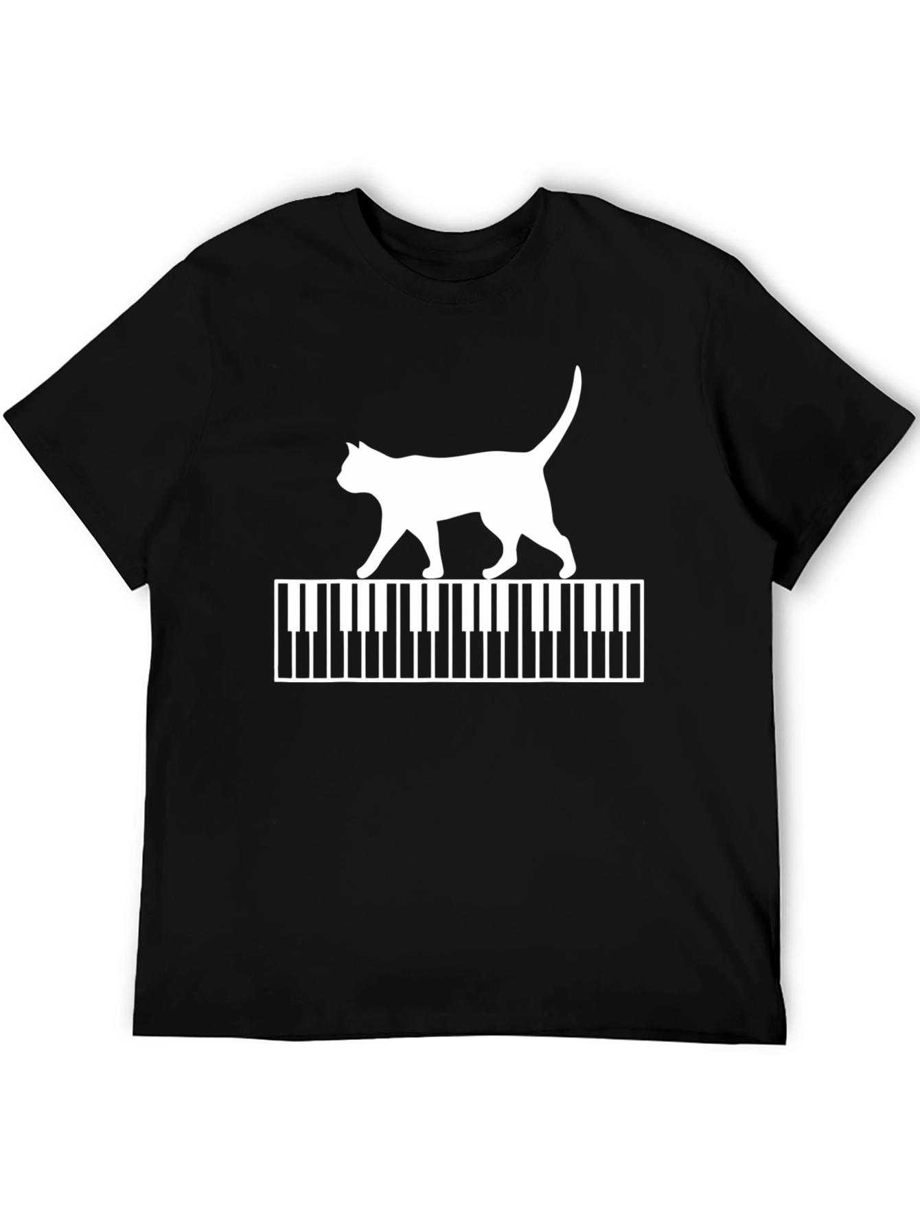 Cat Walking on Piano Keys Graphic T-Shirt