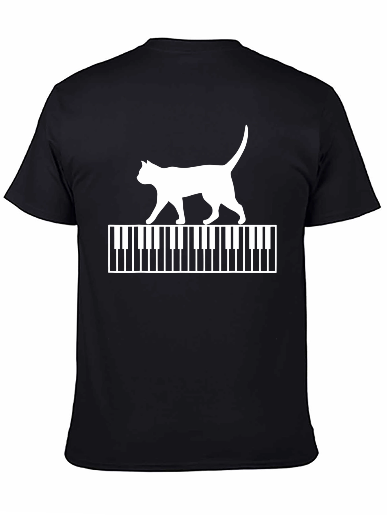 Cat Walking on Piano Keys Graphic T-Shirt