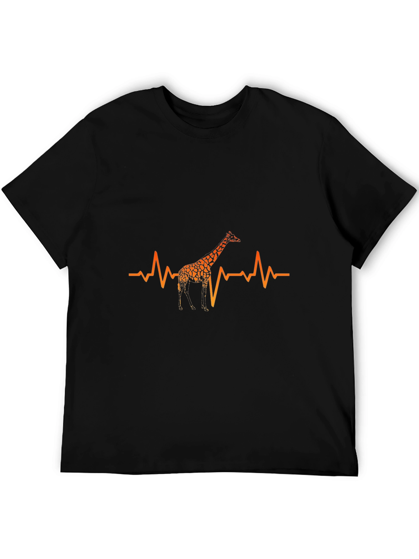 Giraffe Heartbeat Graphic Black T-Shirt