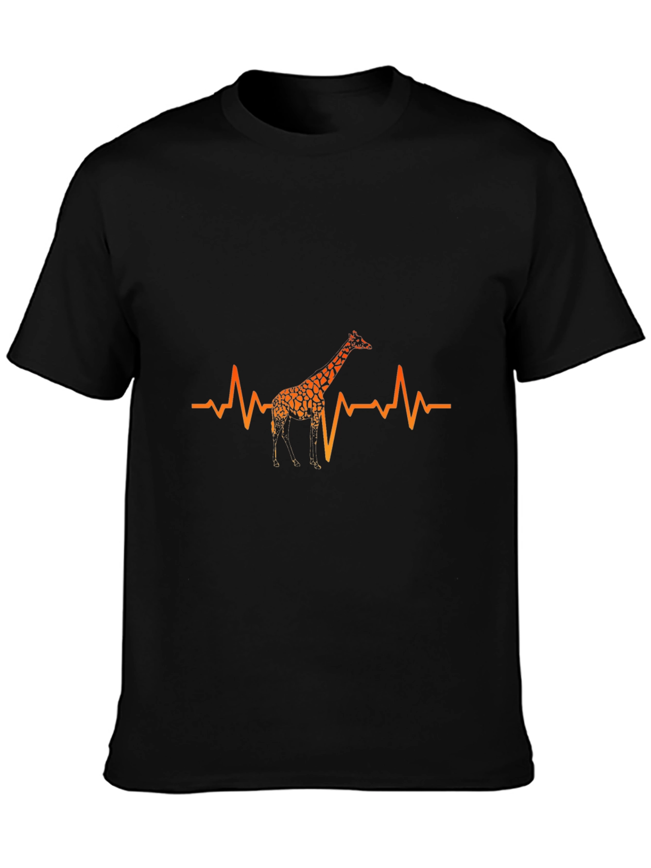 Giraffe Heartbeat Graphic Black T-Shirt