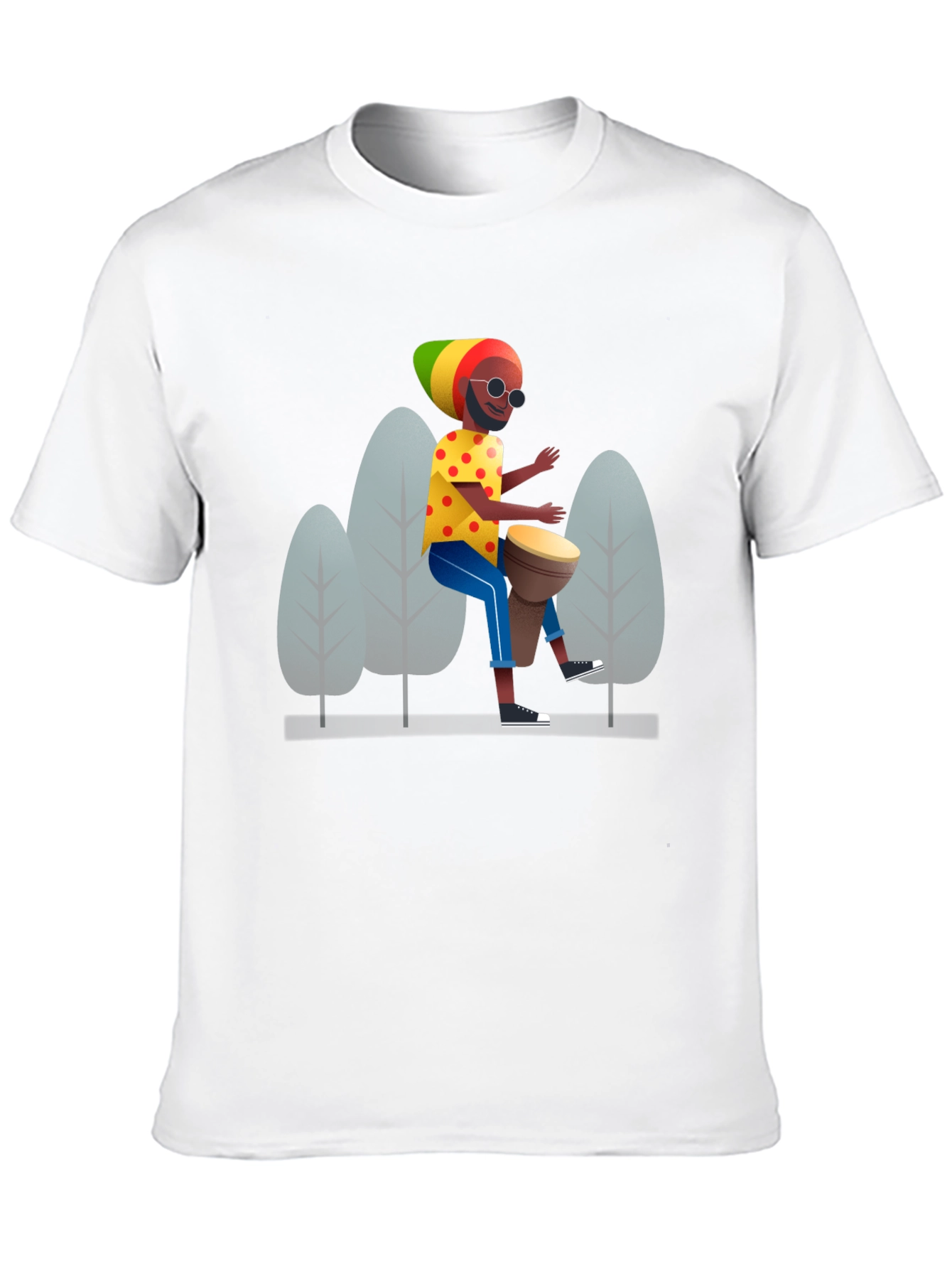 Rasta Drummer Graphic Tee - Cool Black T-Shirt