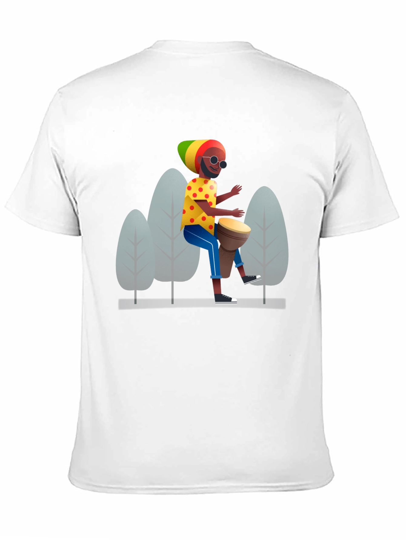 Rasta Drummer Graphic Tee - Cool Black T-Shirt
