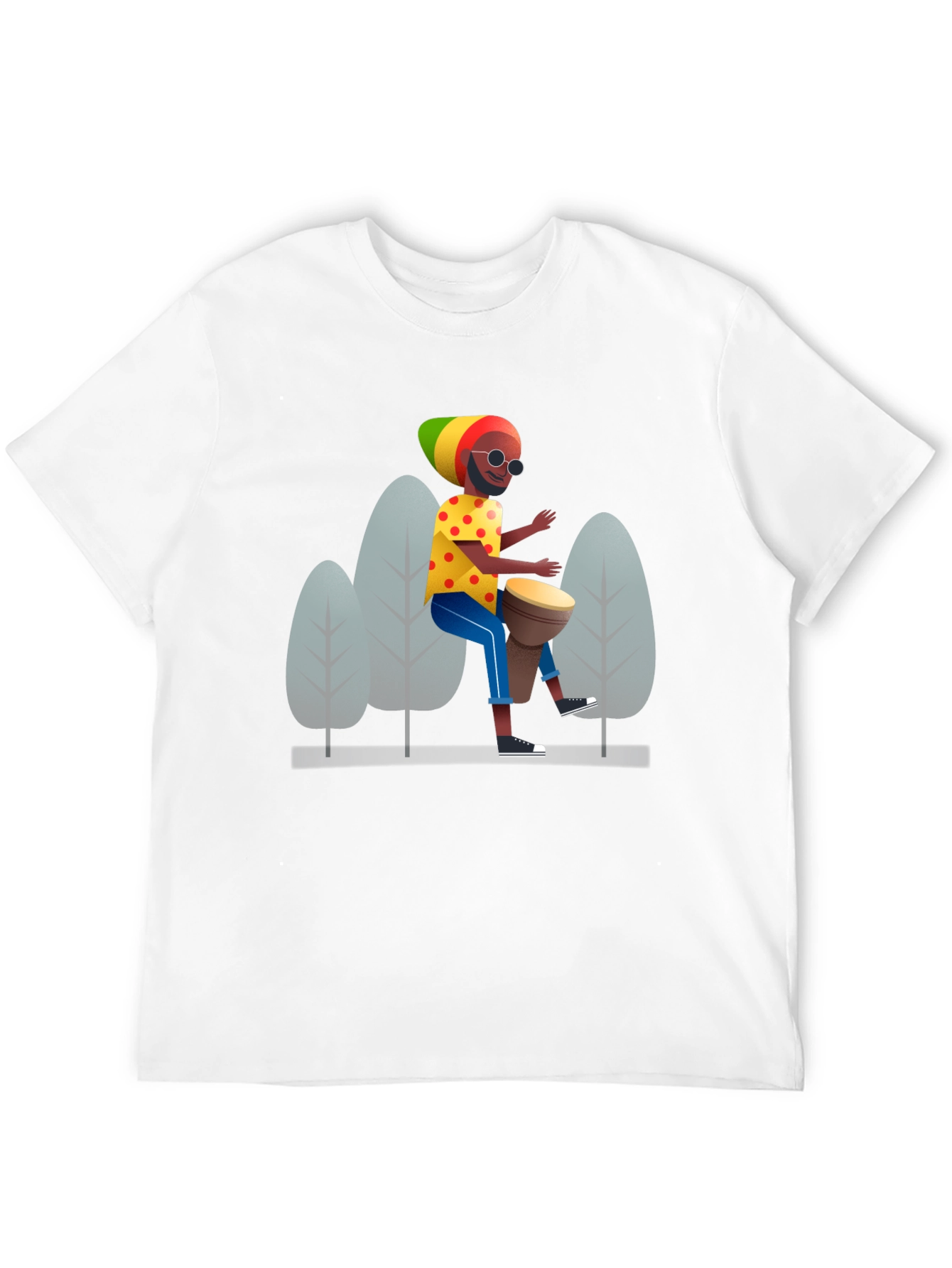 Rasta Drummer Graphic Tee - Cool Black T-Shirt