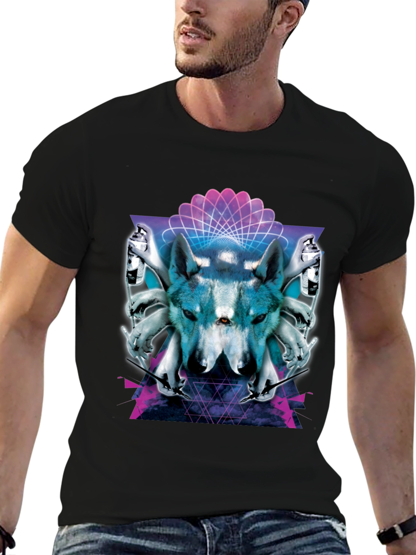 Wolf Spray Paint Art T-Shirt