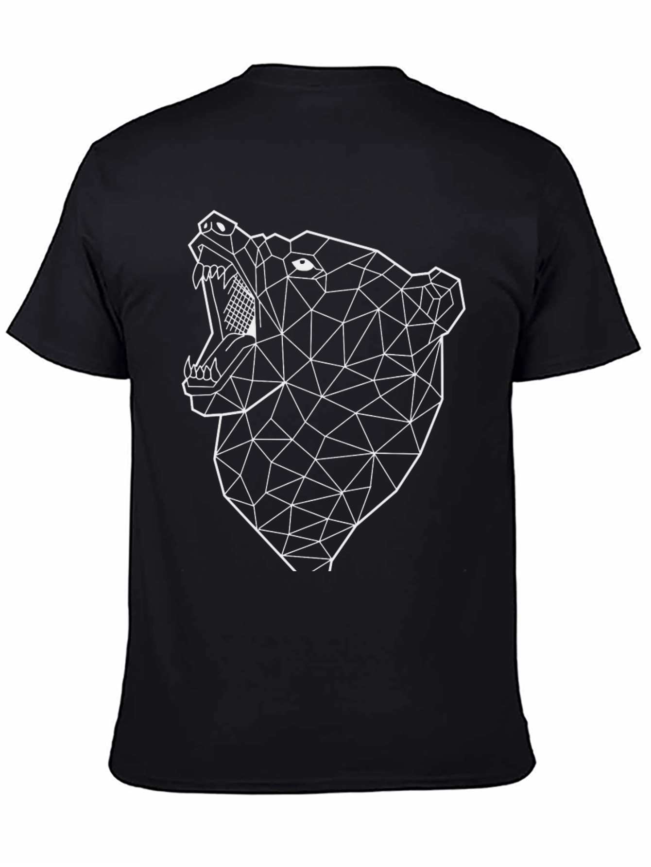 Geometric Bear Graphic Black T-Shirt