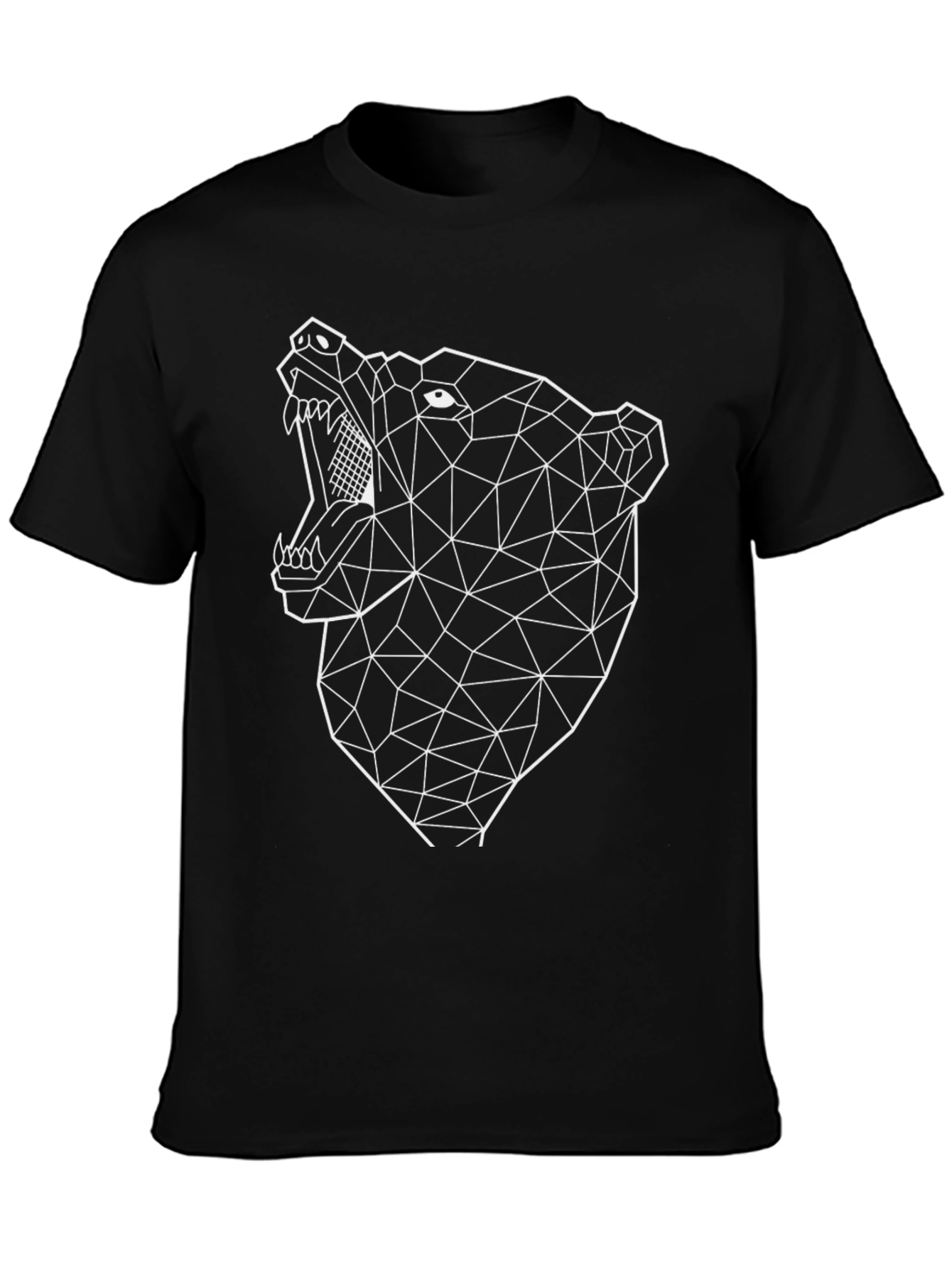 Geometric Bear Graphic Black T-Shirt