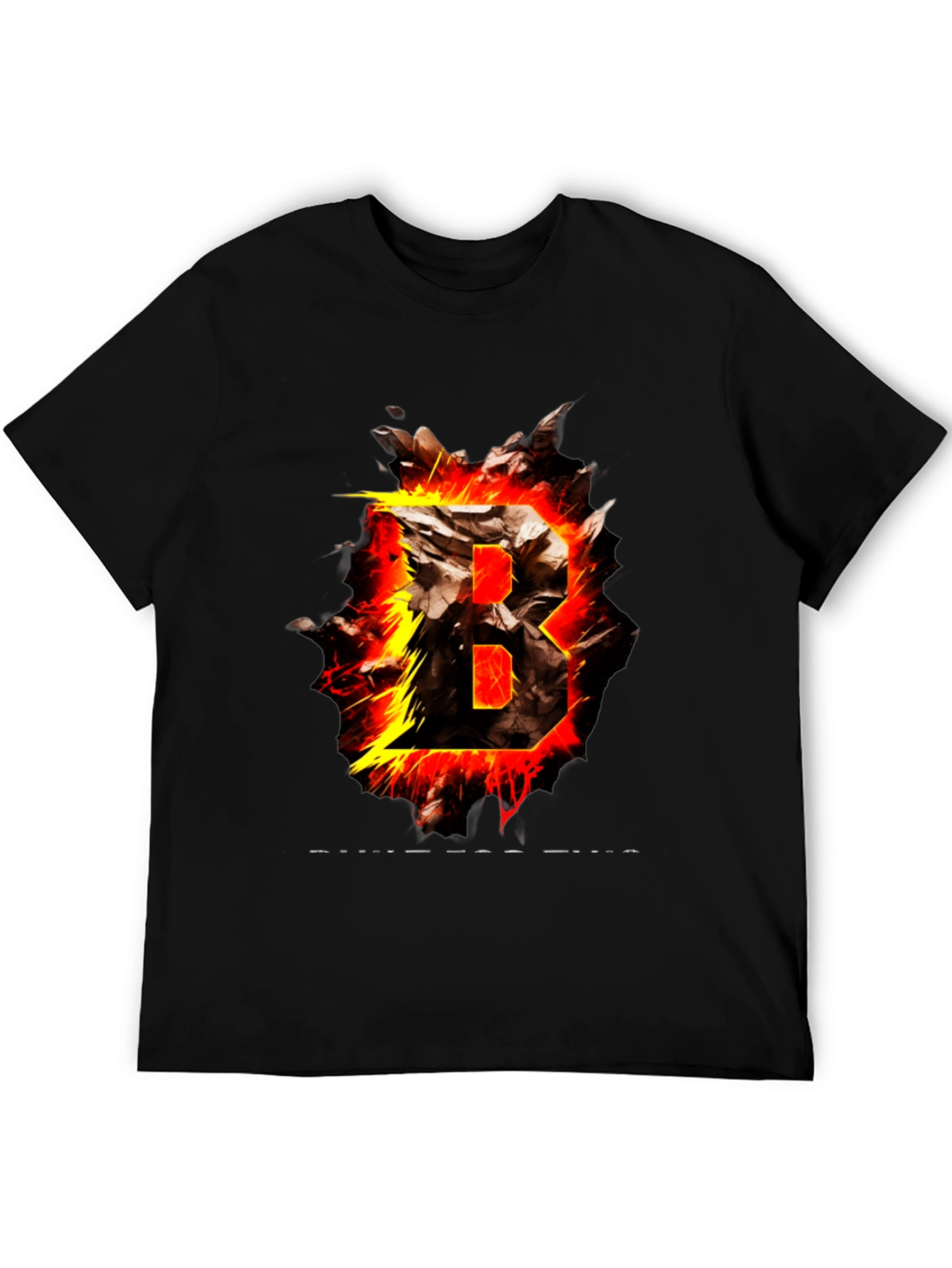 Fiery Letter B Graphic Black T-Shirt
