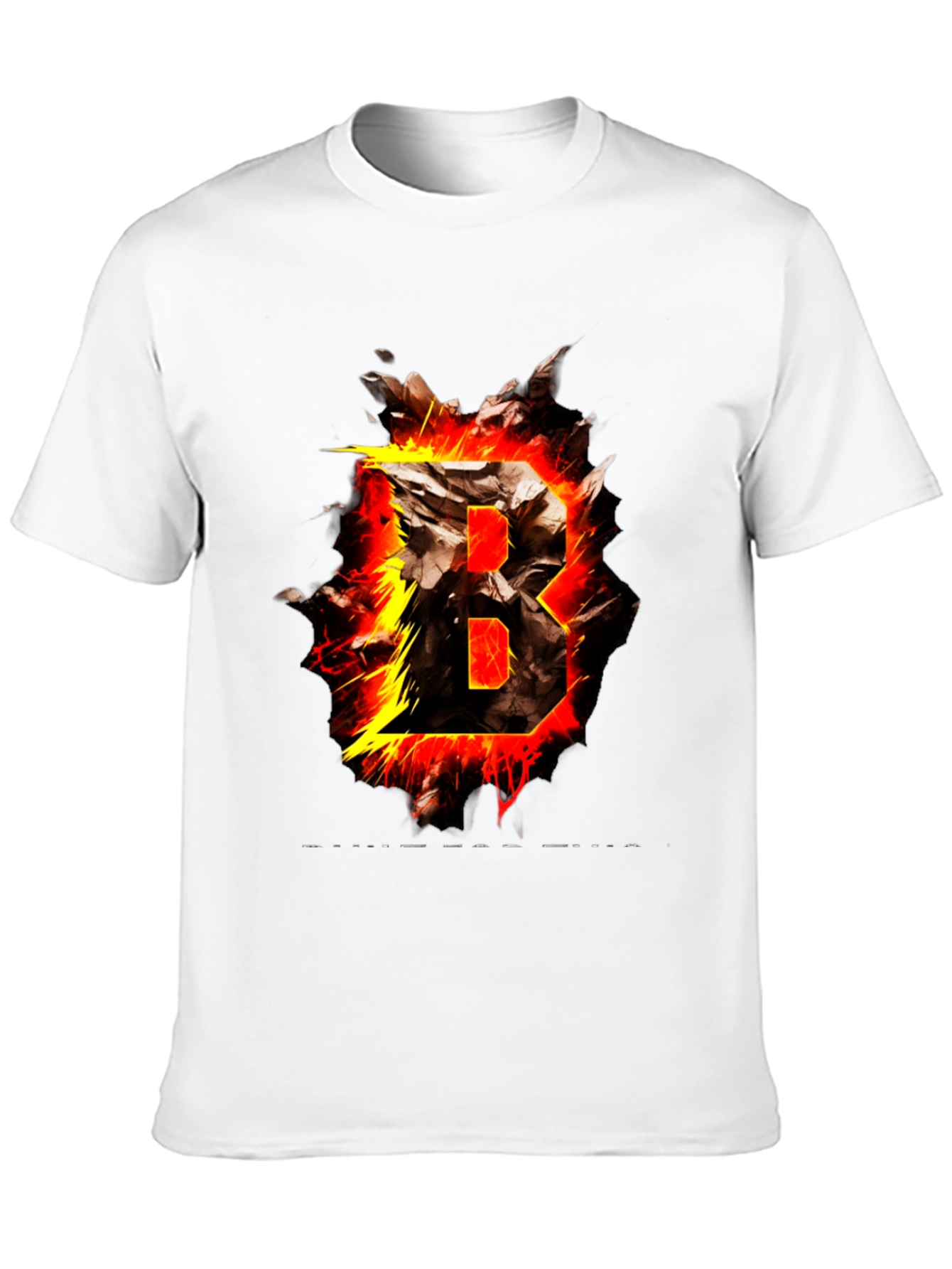Fiery Letter B Graphic Black T-Shirt