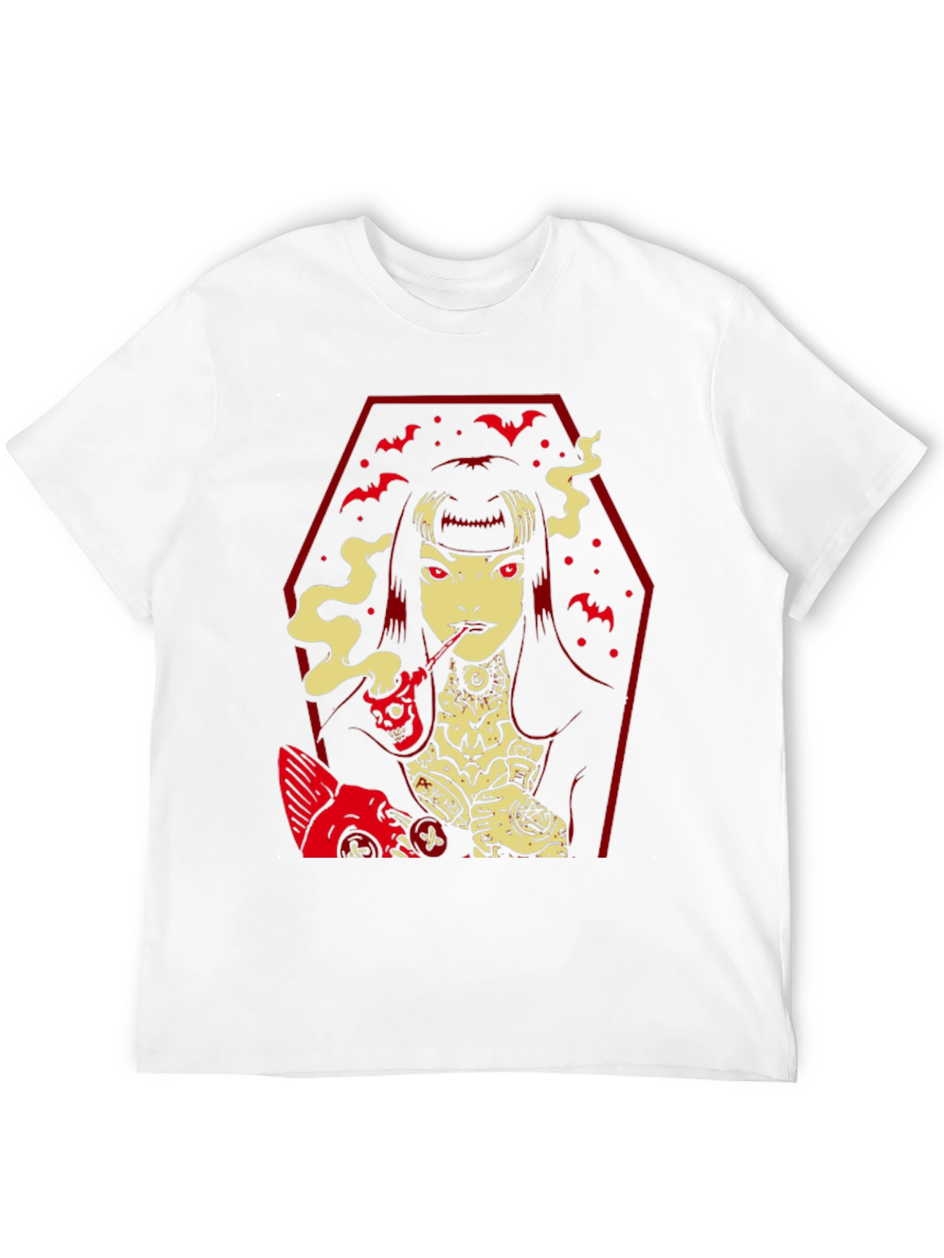 Gothic Vampire T-Shirt - Coffin Bats Design