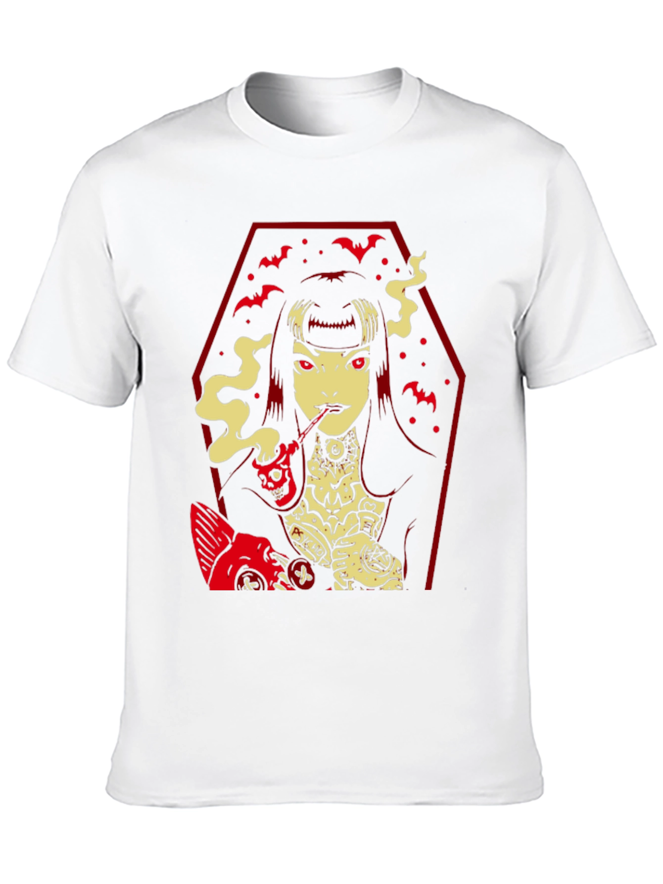 Gothic Vampire T-Shirt - Coffin Bats Design