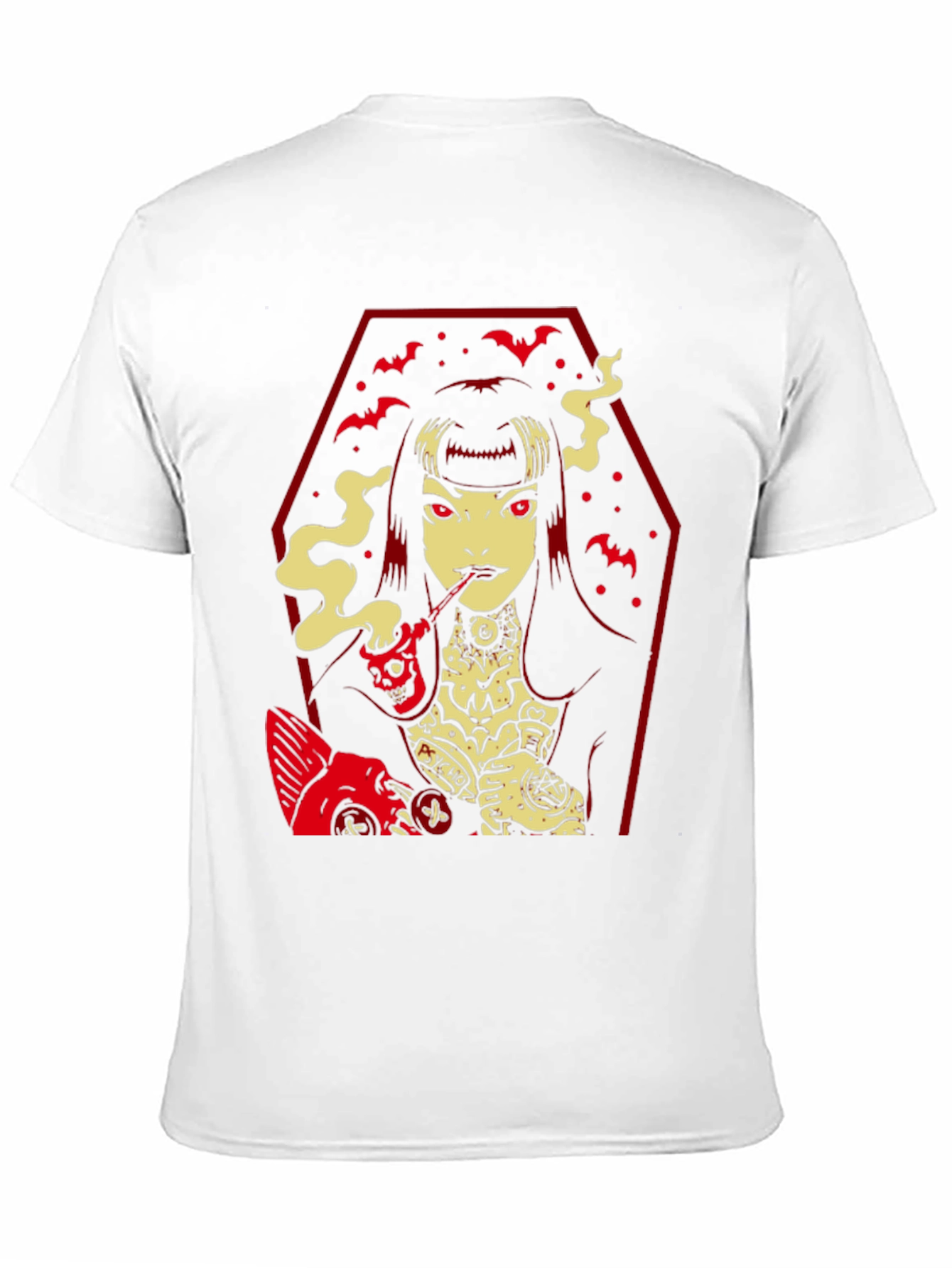 Gothic Vampire T-Shirt - Coffin Bats Design