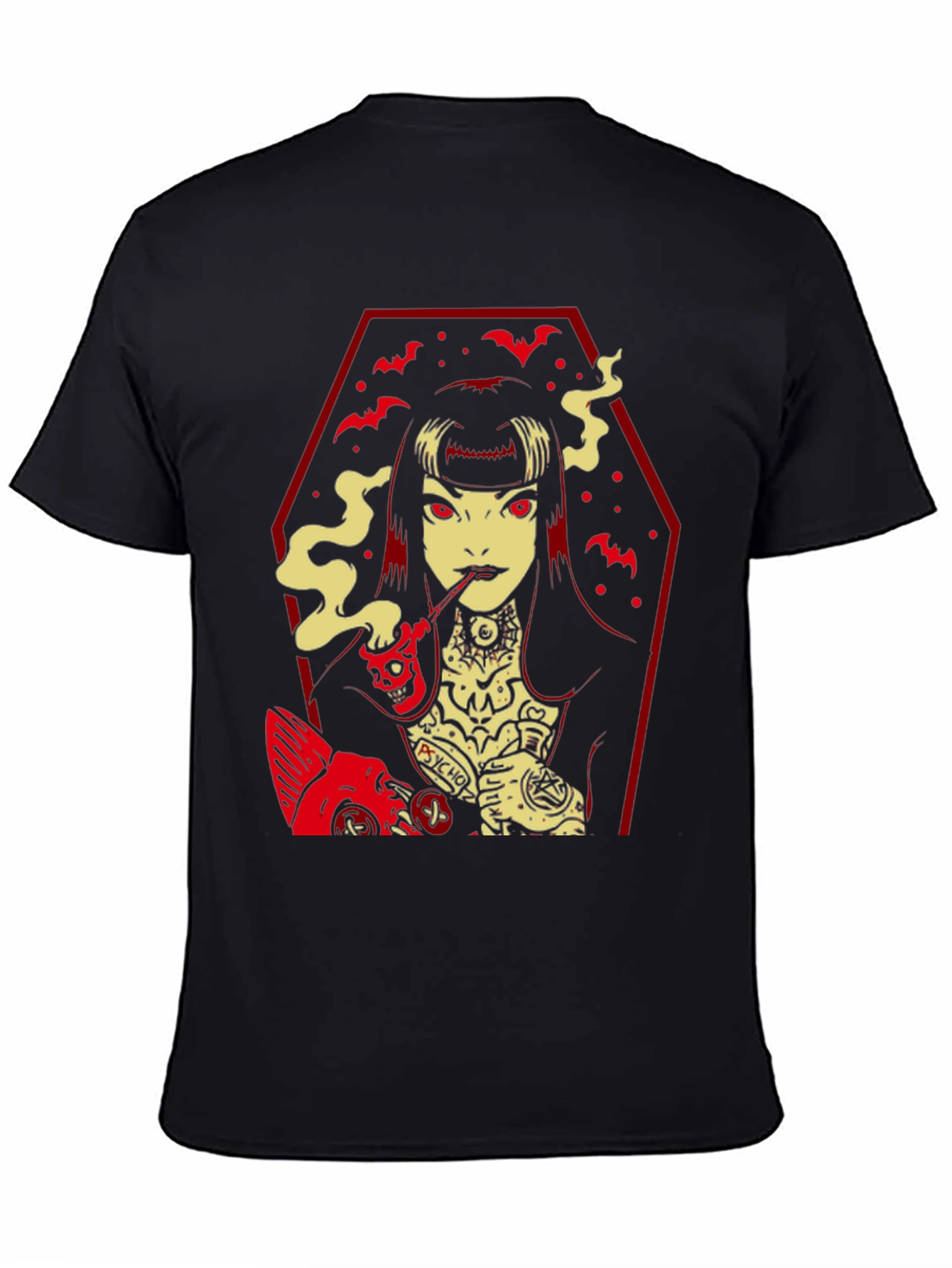 Gothic Vampire T-Shirt - Coffin Bats Design