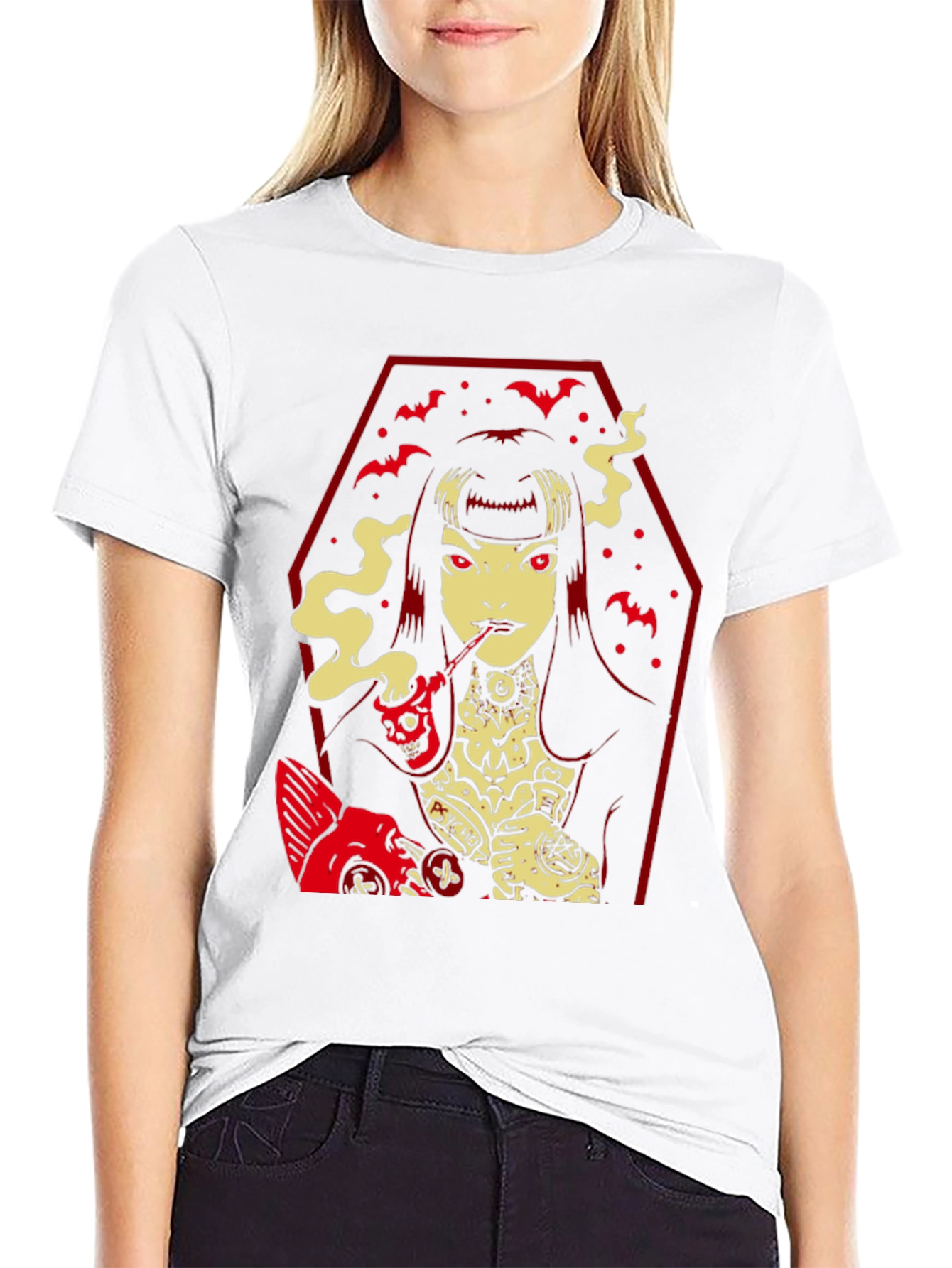 Gothic Vampire T-Shirt - Coffin Bats Design