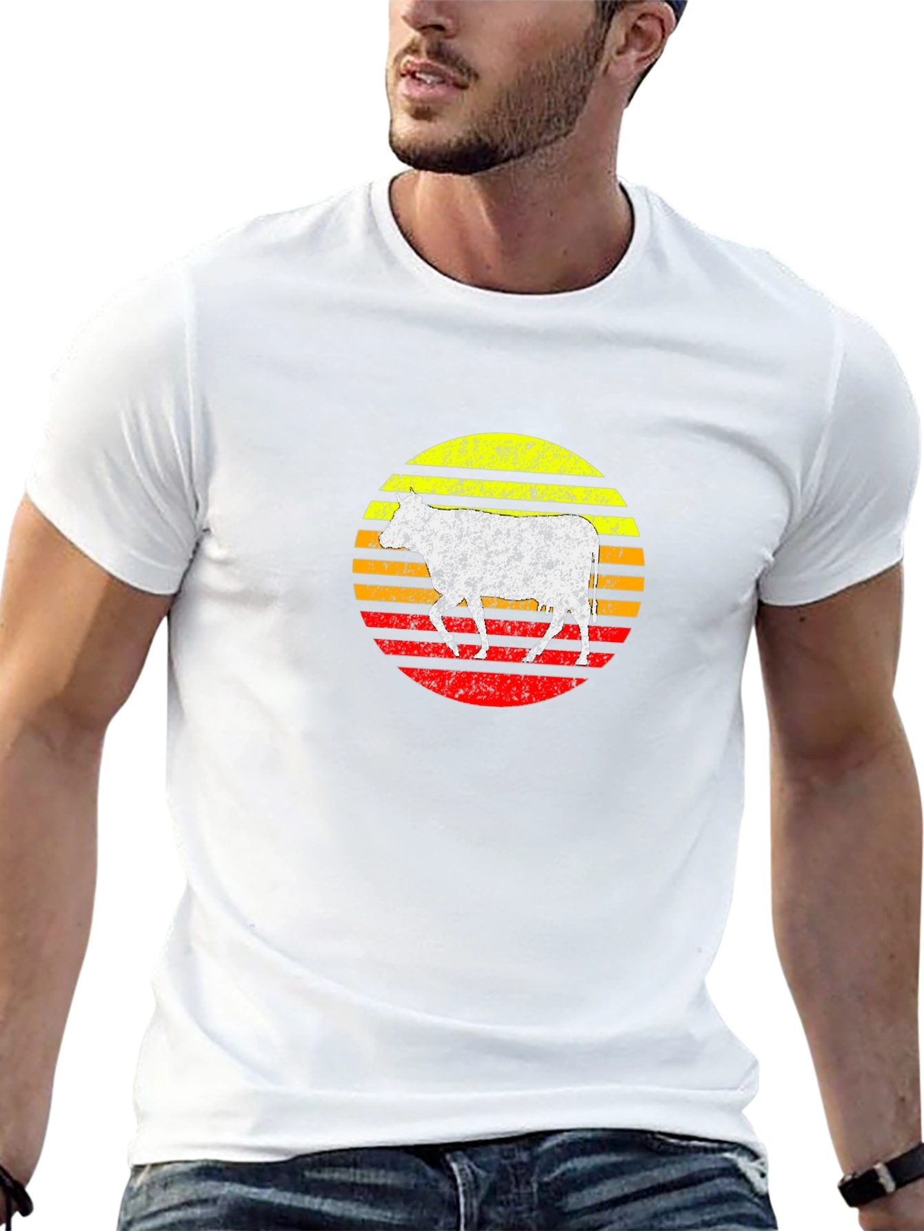 Retro Cow Sunset Graphic Tee