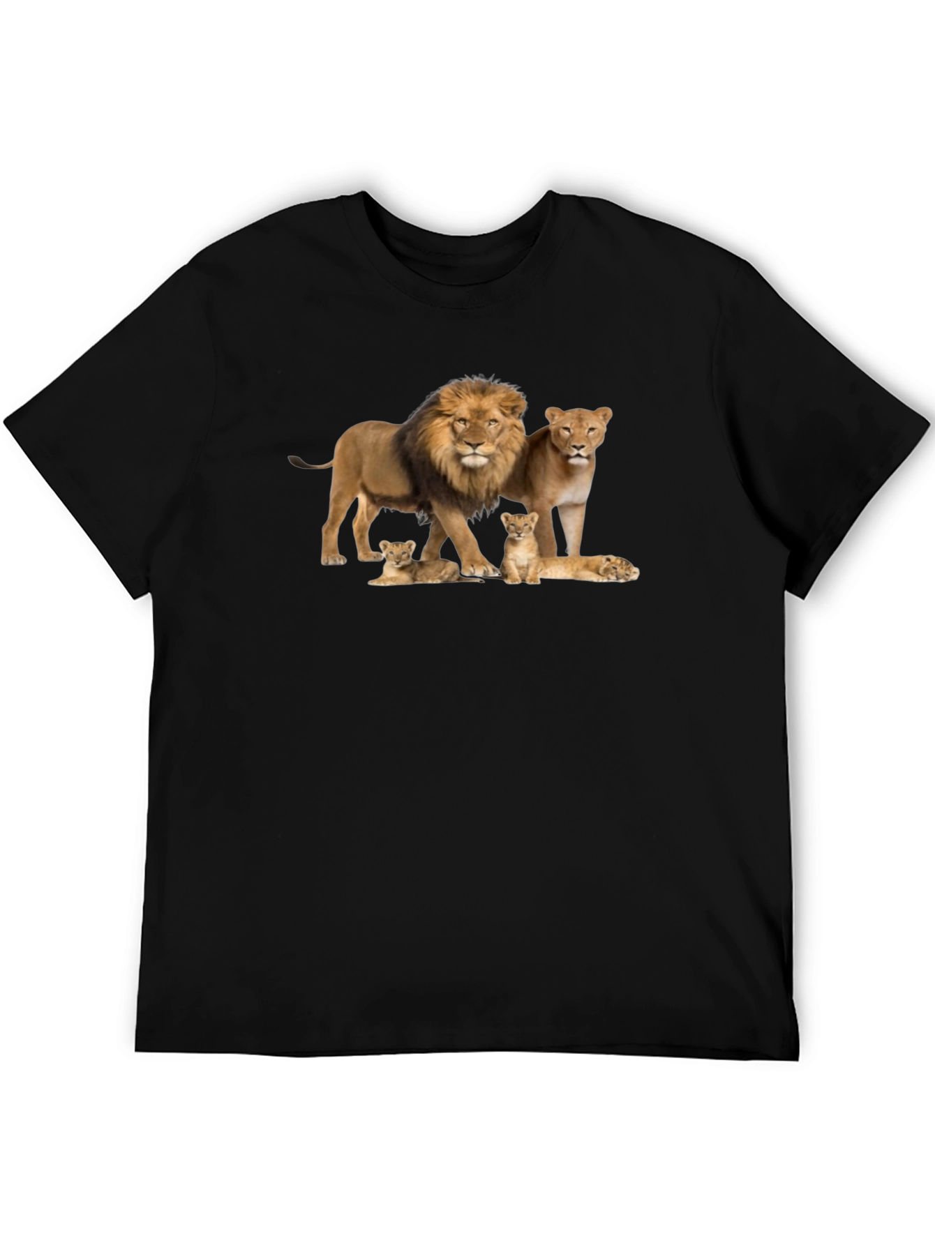 Lion Family Black Graphic Tee