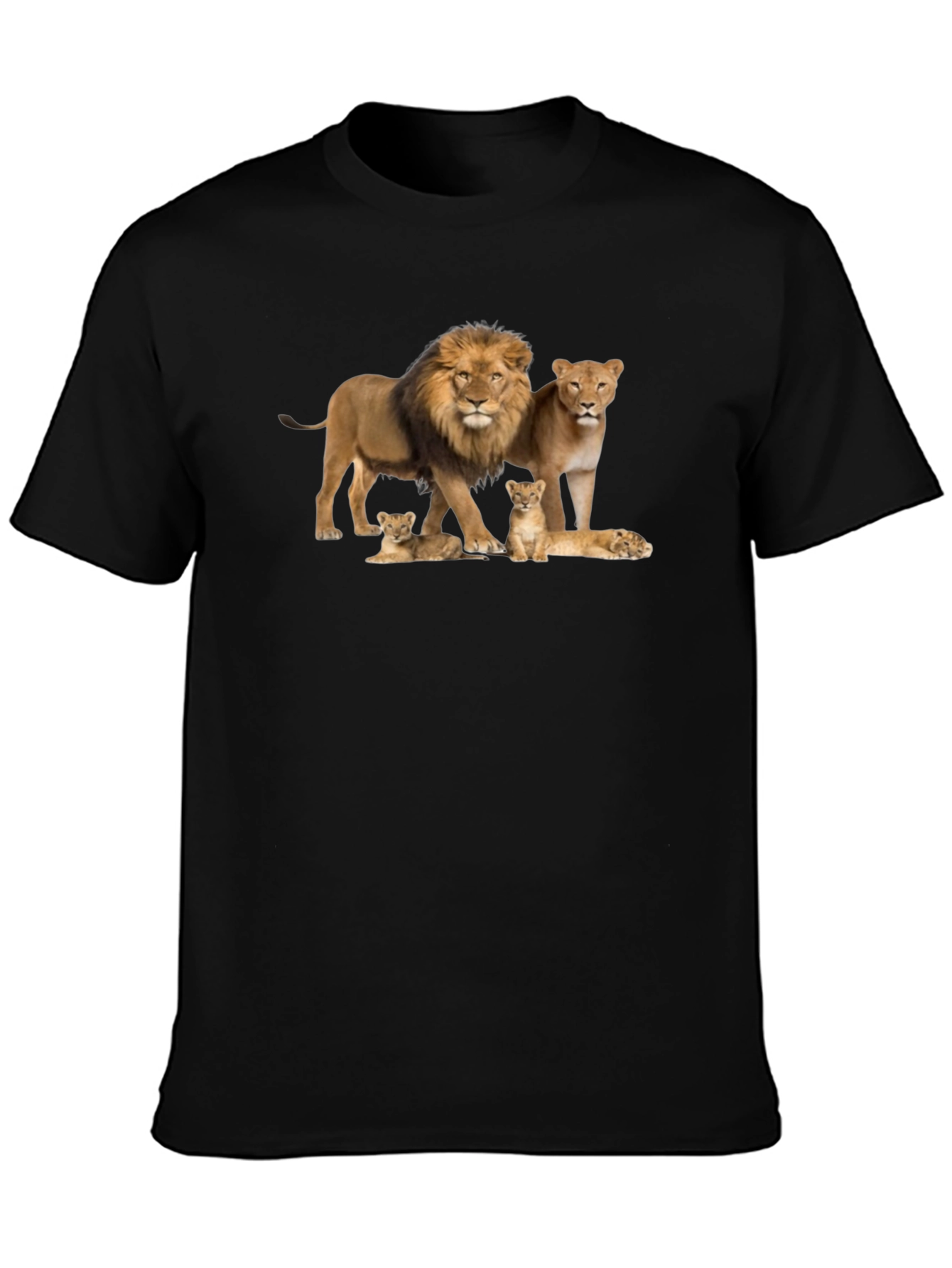 Lion Family Black Graphic Tee