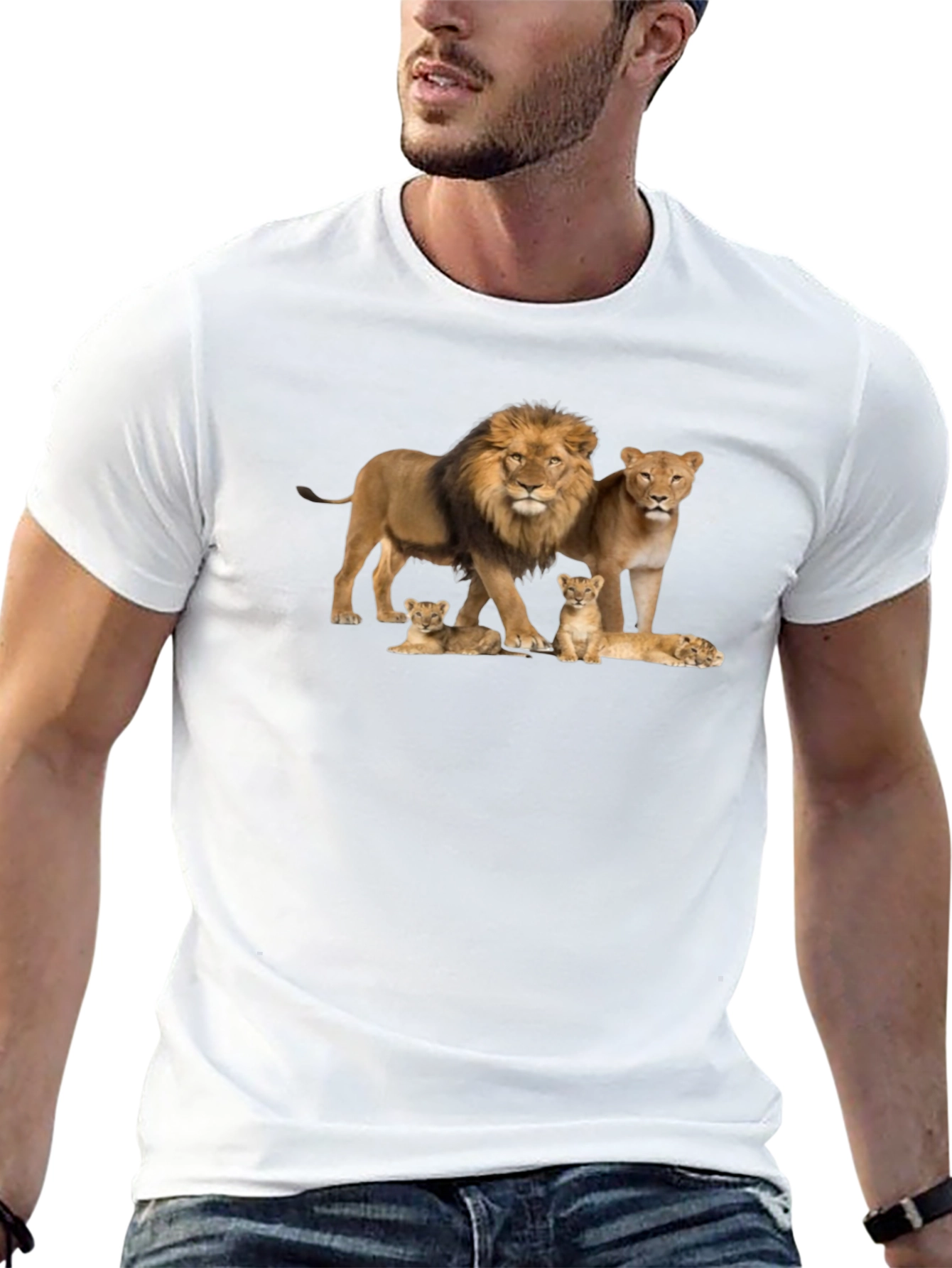 Lion Family Black Graphic Tee