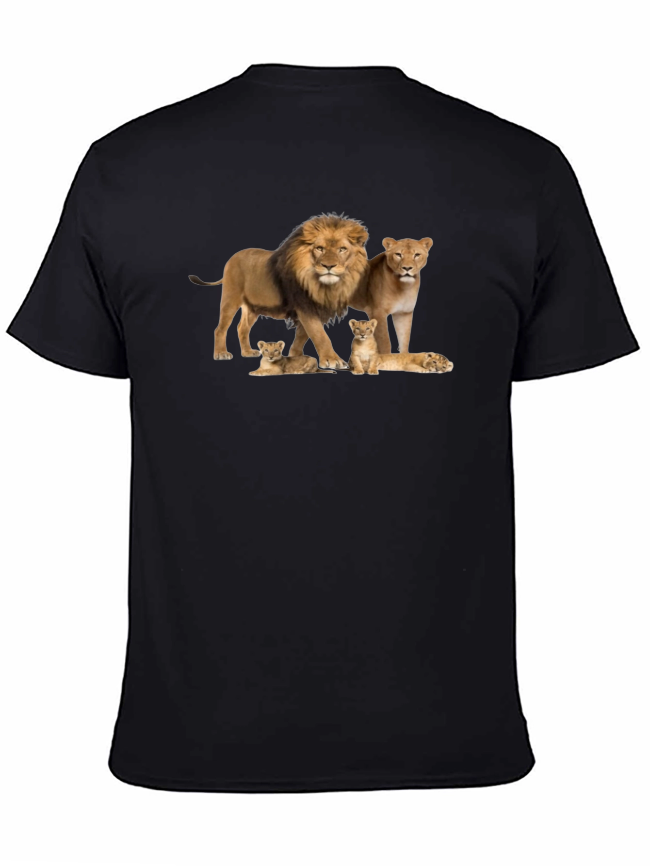 Lion Family Black Graphic Tee
