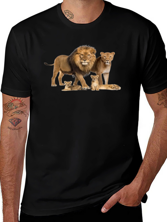 Lion Family Black Graphic Tee