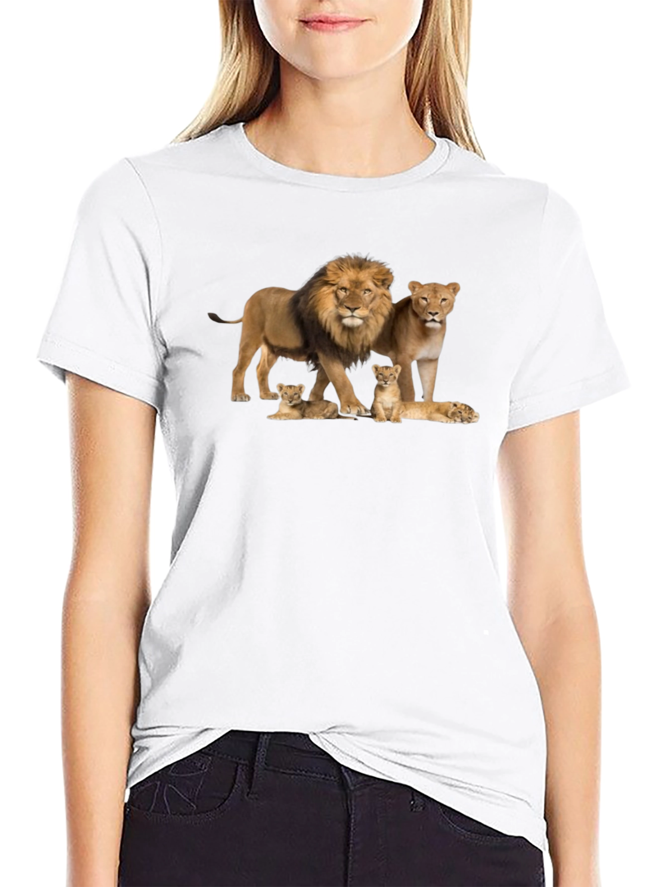 Lion Family Black Graphic Tee